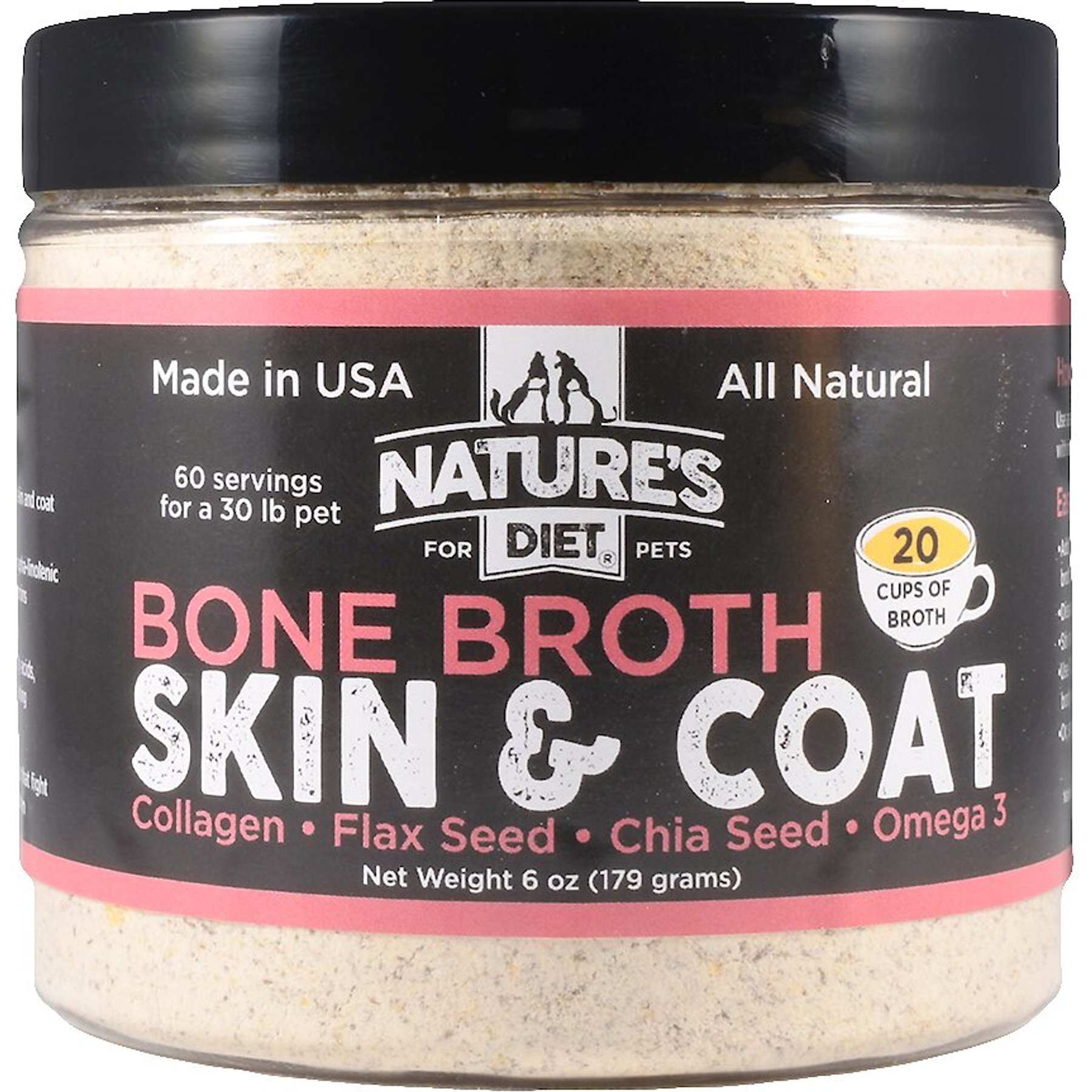 Nature's Diet Skin & Coat Bone Broth Dry Dog & Cat Food Topping