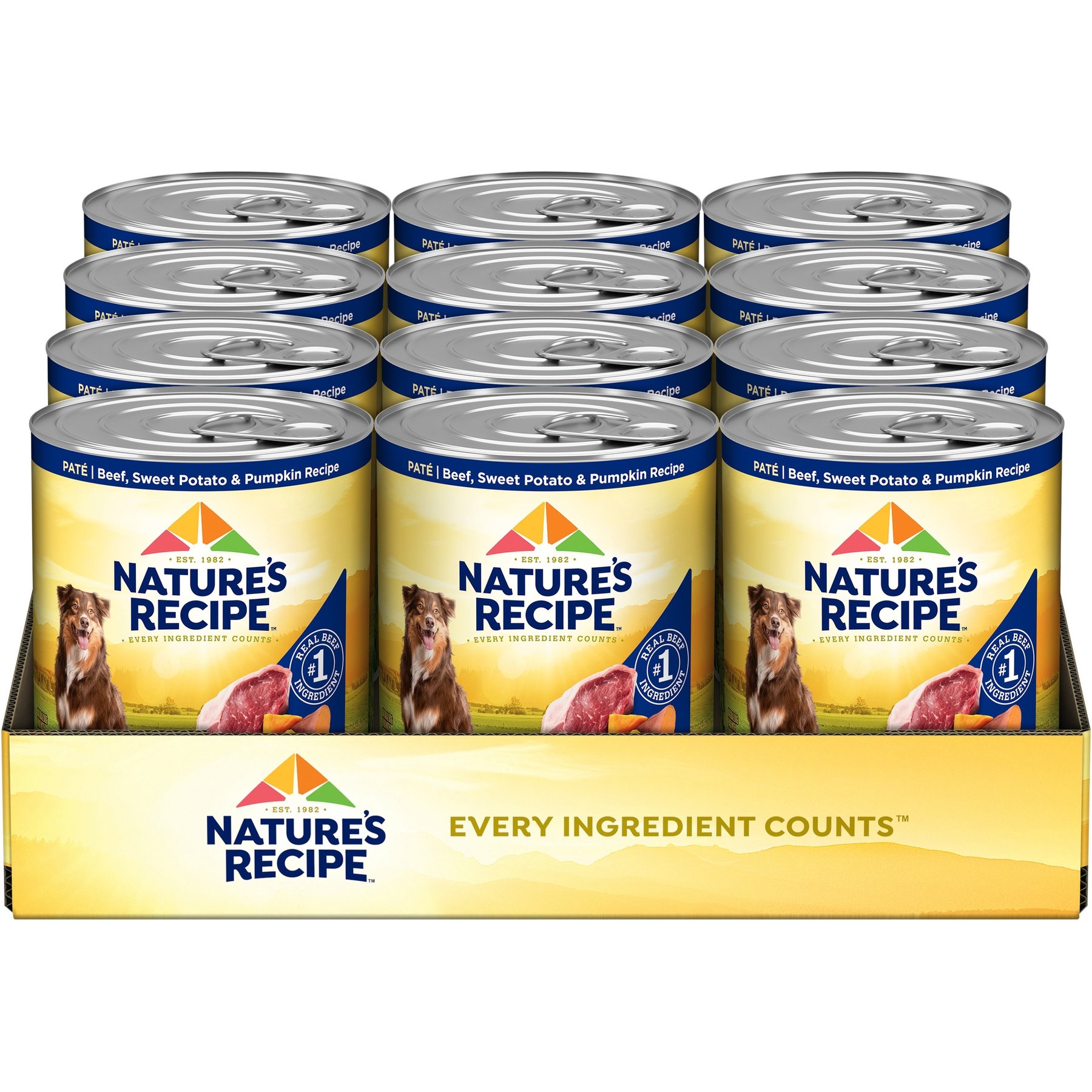 Nature's Recipe Grain-Free Beef, Sweet Potato & Pumpkin Recipe Wet Dog Food, 13-oz can, 12 count