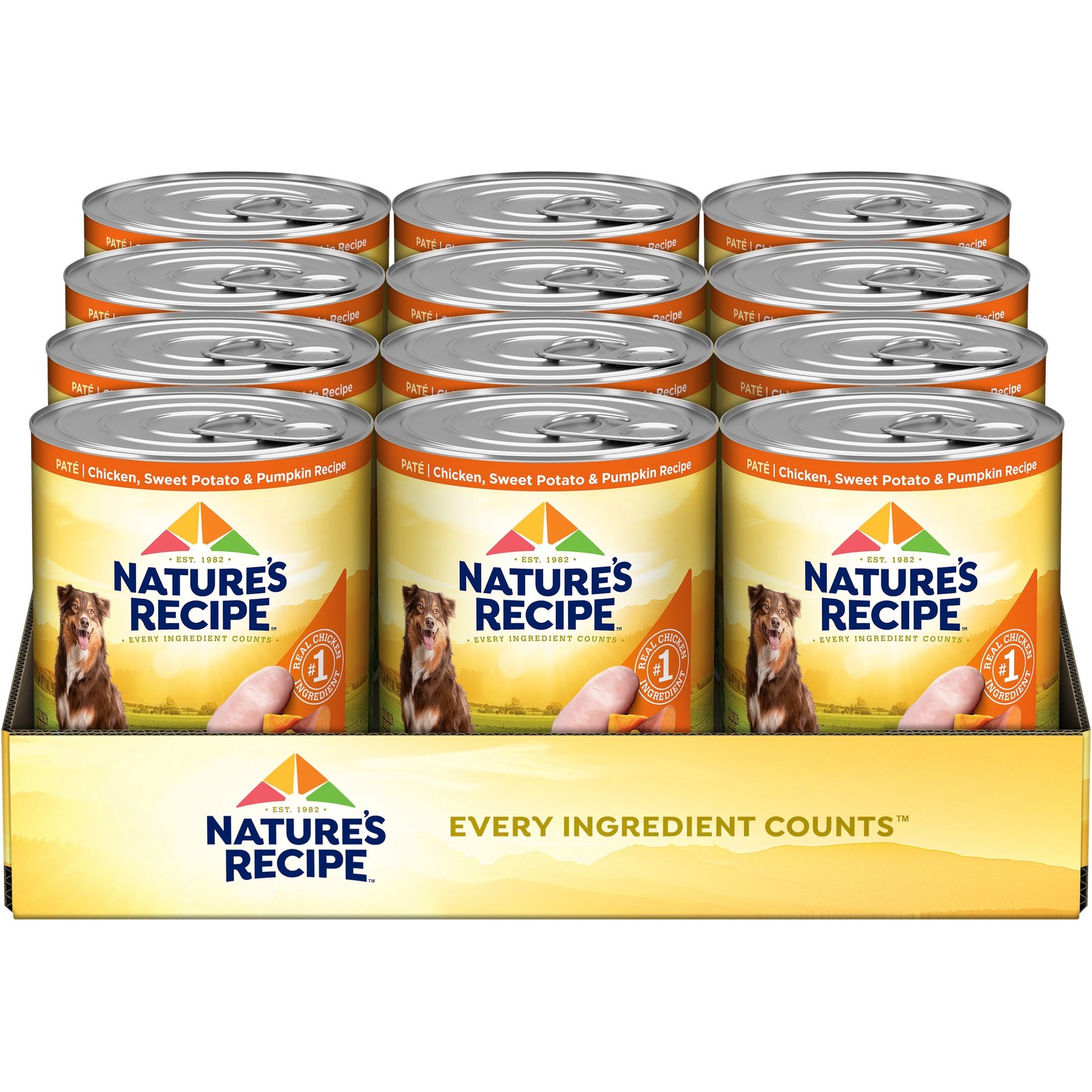 Nature's Recipe Grain-Free Chicken, Sweet Potato & Pumpkin Recipe Wet Dog Food, 13-oz can, 12 count