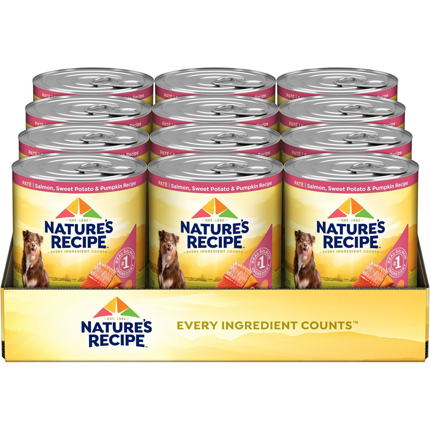 Nature's Recipe Grain-Free Salmon, Sweet Potato & Pumpkin Recipe Wet Dog Food, 13-oz can, 12 count