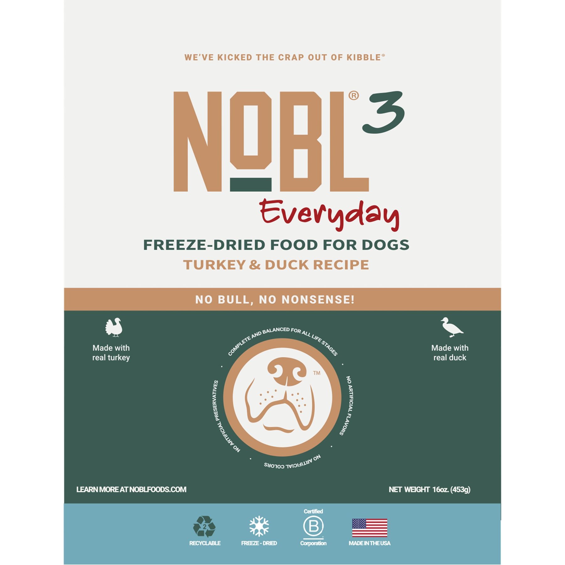 NOBL Canine Everyday Grain-Free Turkey & Duck Freeze-Dried Dog Food