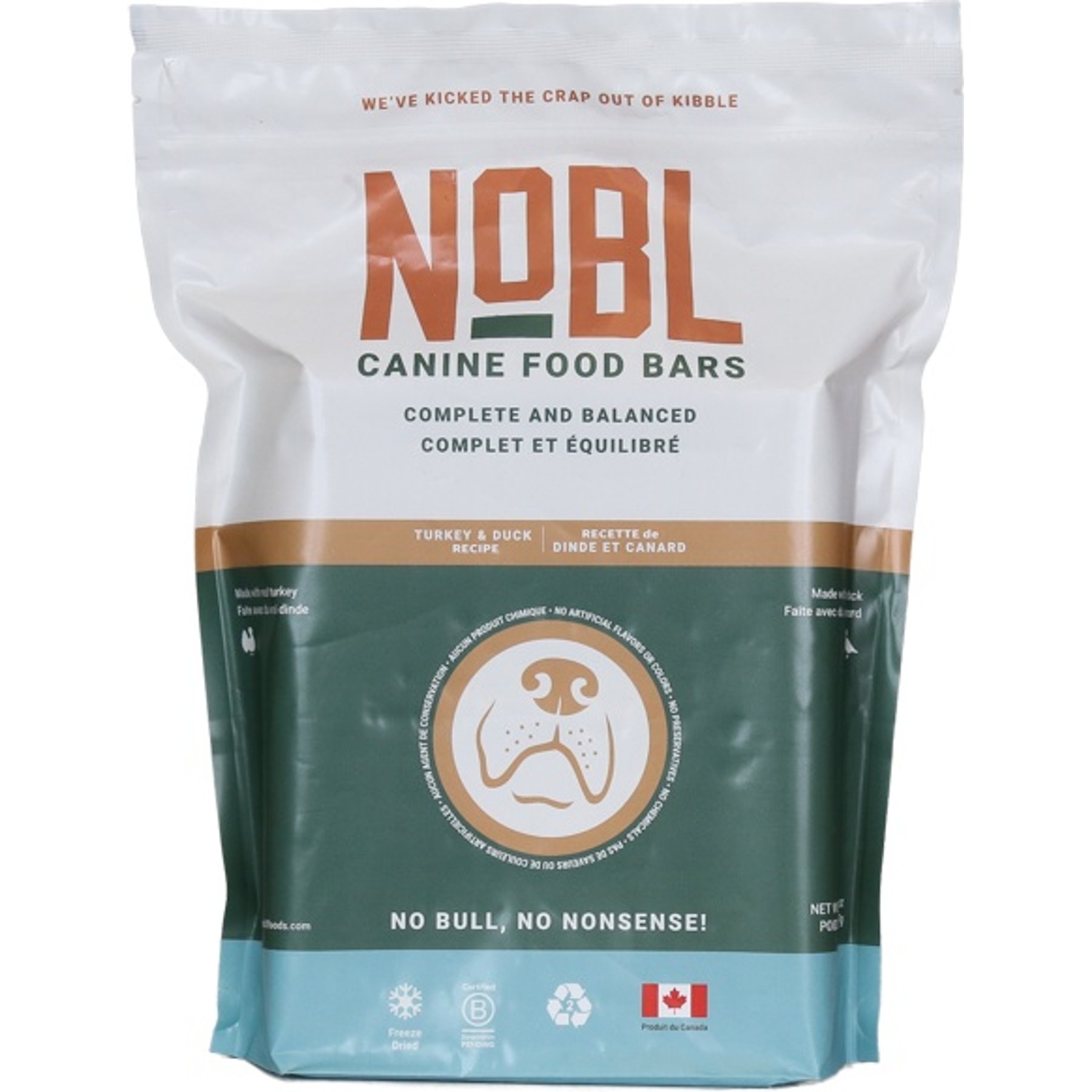 NOBL Canine Turkey & Duck Recipe Freeze-Dried Dog Food, 2-oz bar, 10 count