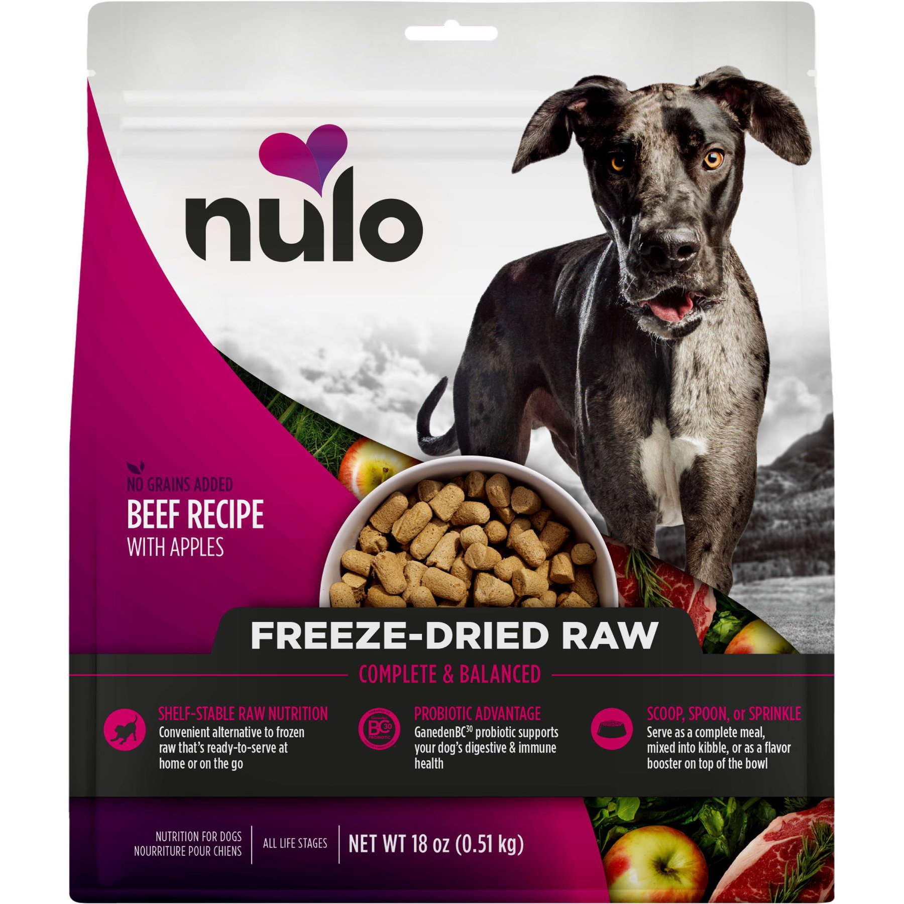 Nulo Freestyle Beef Recipe with Apples Grain-Free Freeze-Dried Raw Dog Food