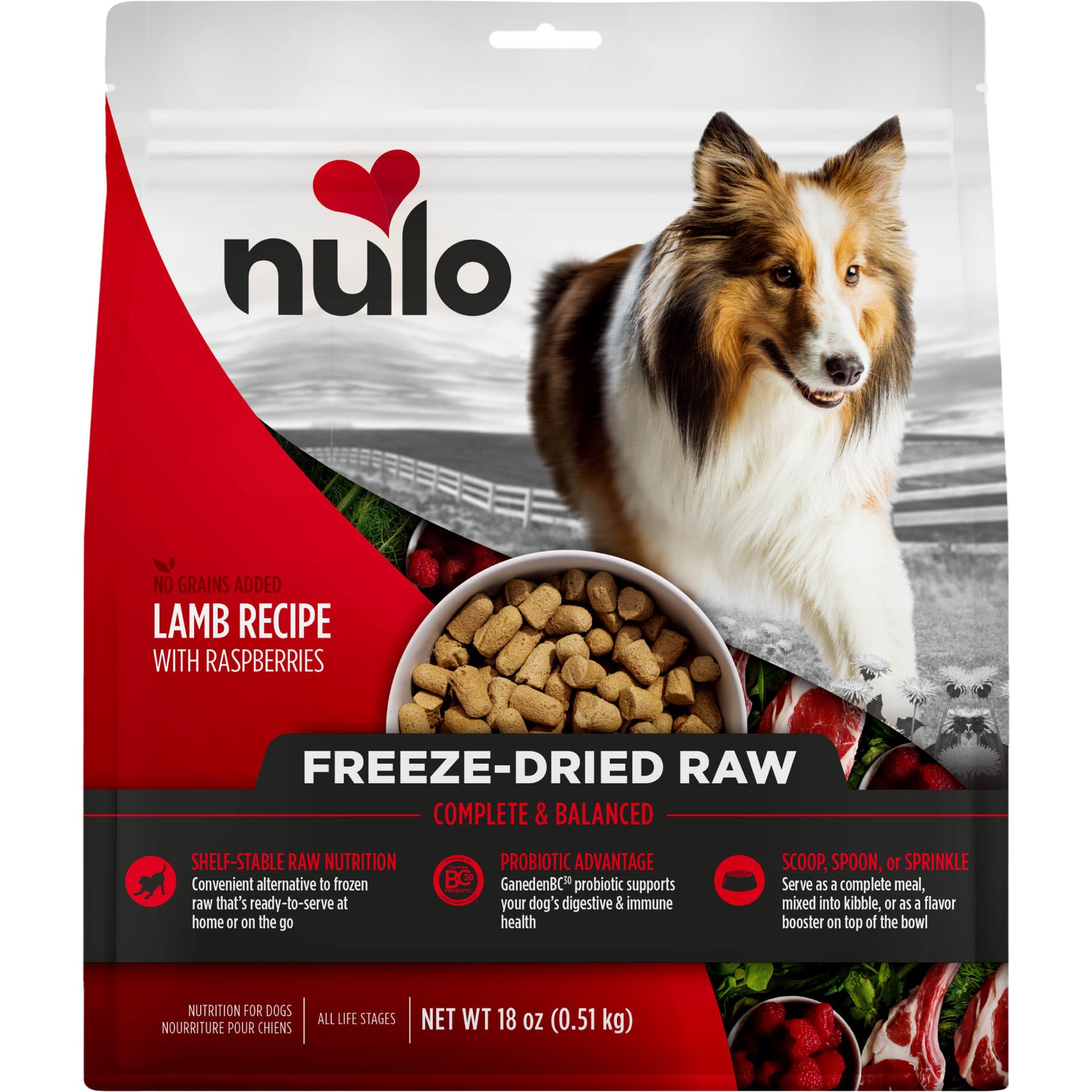 Nulo Lamb Recipe with Raspberries Grain-Free Freeze-Dried Raw Dog Food