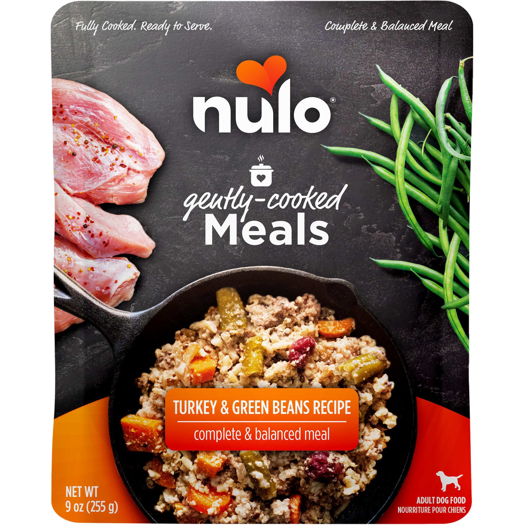 Nulo Gently-Cooked Meals Turkey & Green Beans Recipe Wet Dog Food, 9-oz pouch, case of 8