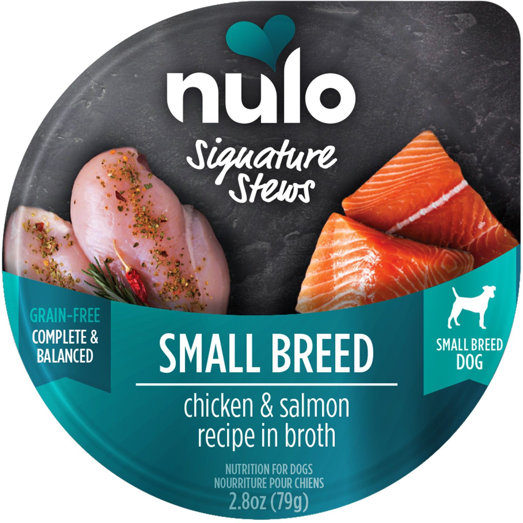 Nulo Signature Stews Grain-Free Chicken & Salmon in Broth Small Breed Wet Dog Food, 2.8-oz cup, case of 24