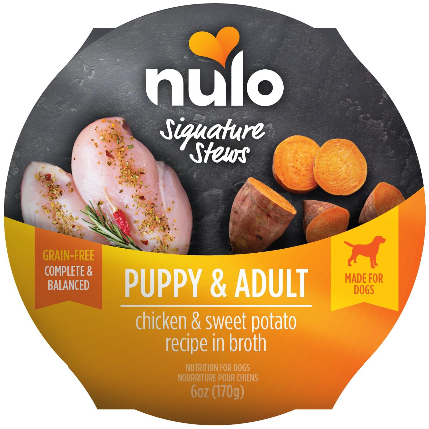 Nulo Signature Stews Grain-Free Chicken & Sweet Potato in Broth Wet Dog Food, 6-oz cup, case of 16