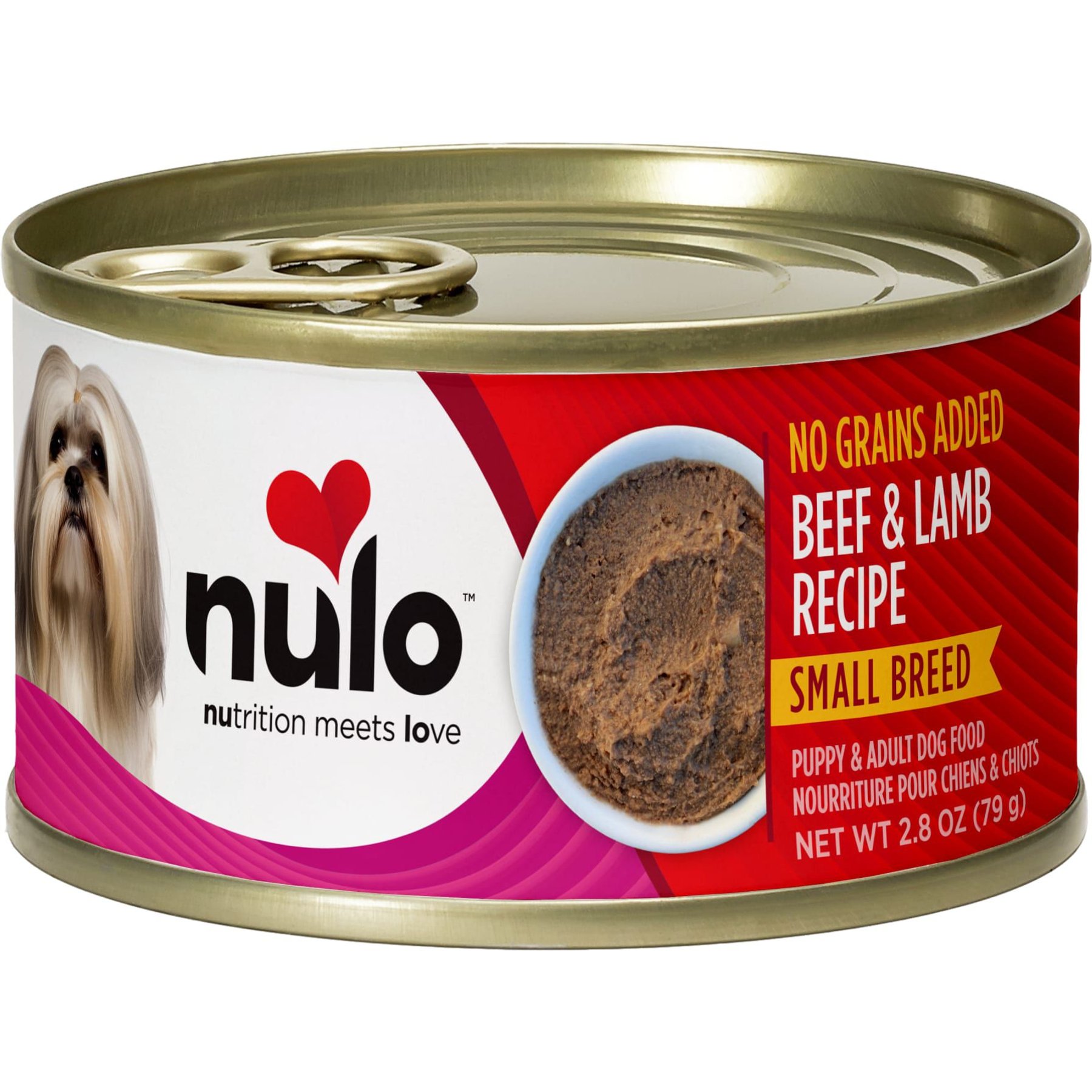 Nulo Small Breed Puppy & Adult Grain-Free Beef & Lamb Pate Wet Dog Food, 2.8-oz can, 12 count