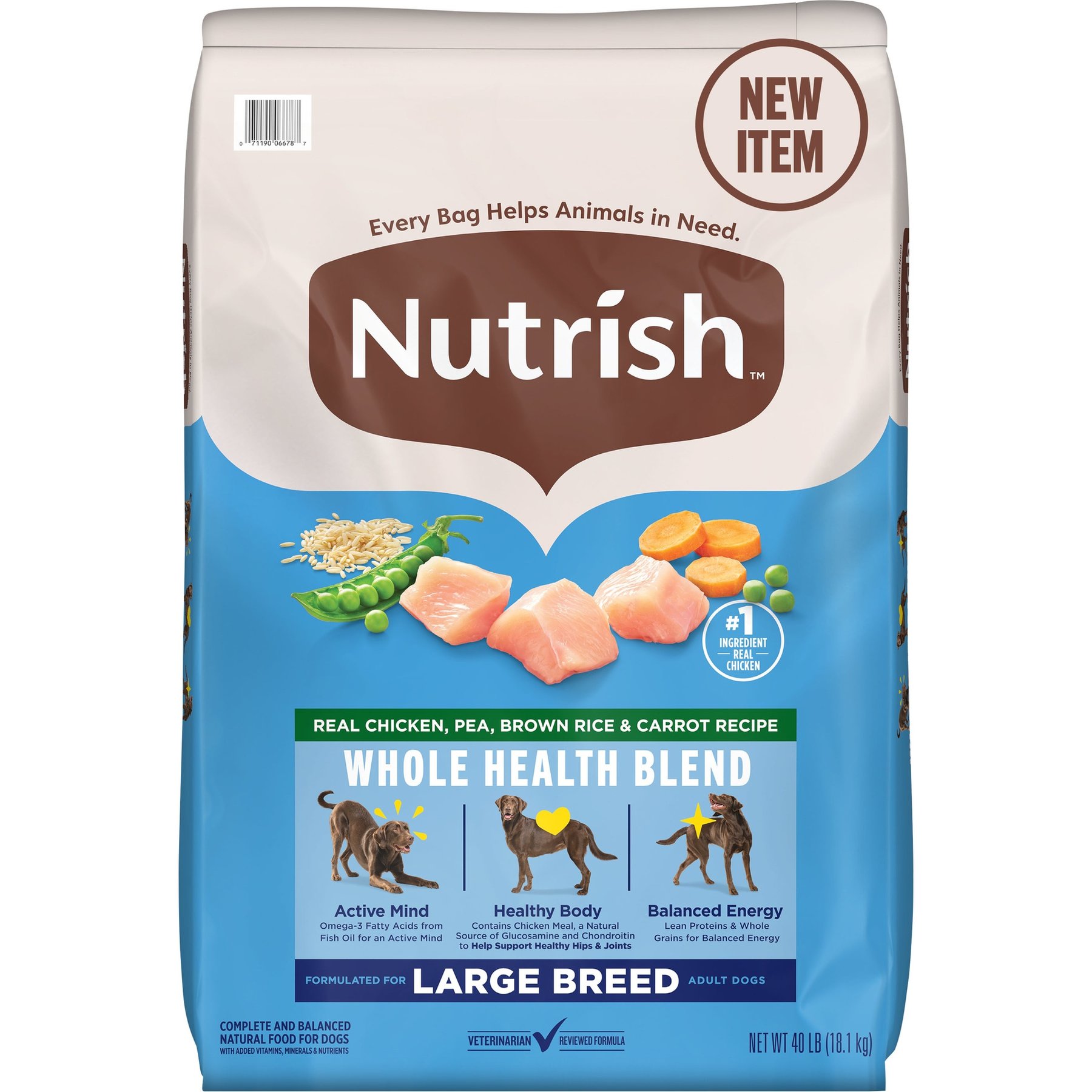 Nutrish Whole Health Blend Large Breed Real Chicken, Pea, Brown Rice & Carrot Recipe Dry Dog Food