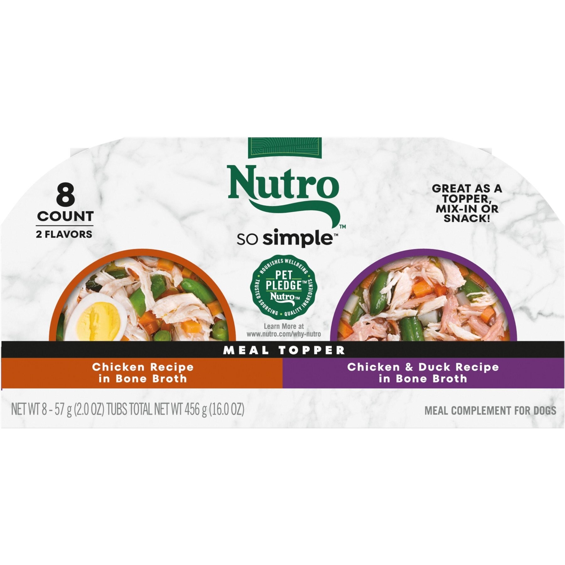 Nutro So Simple Meal Complement Chicken & Duck Recipe in Bone Broth Variety Pack Grain-Free Adult Wet Dog Food Topper