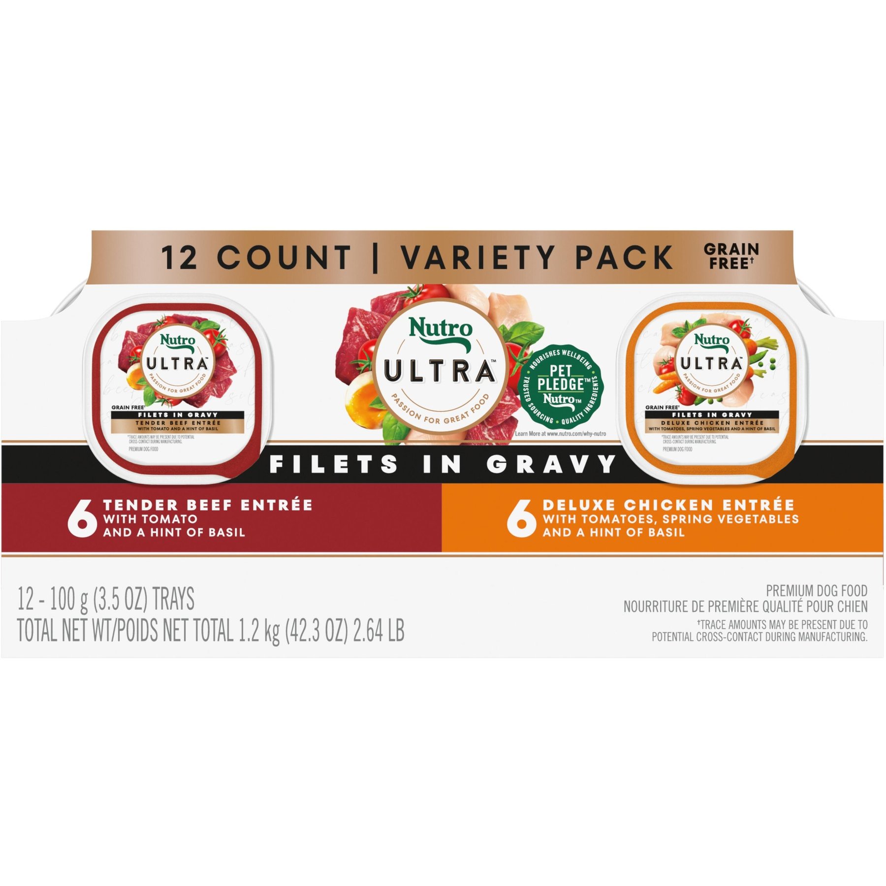 Nutro Ultra Grain-Free Filets in Gravy Bistro Mix Variety Pack Adult Wet Dog Food Trays