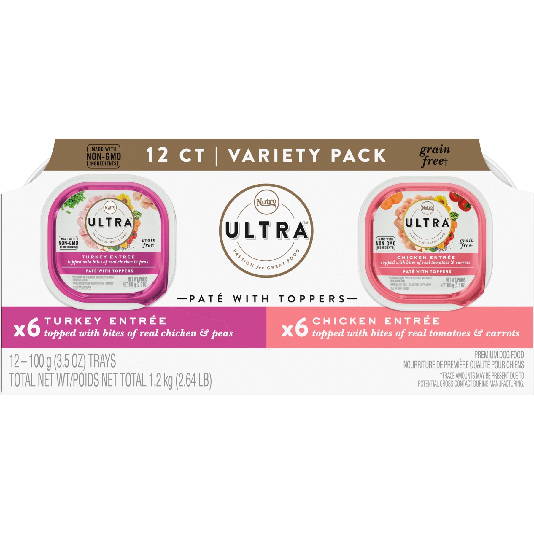 Nutro Ultra Variety Pack Adult Grain-Free Turkey Entree & Chicken Entree Pate with Toppers Wet Dog Food