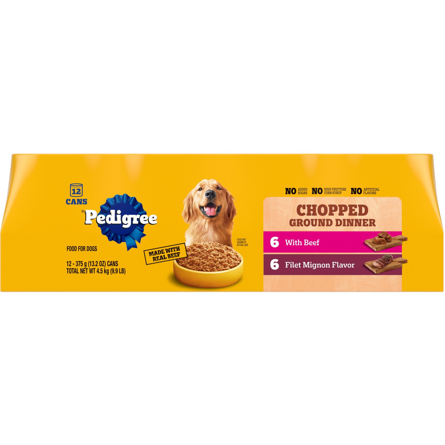 Pedigree Chopped Ground Dinner Filet Mignon Flavor & Beef Adult Canned Wet Dog Food Variety Pack