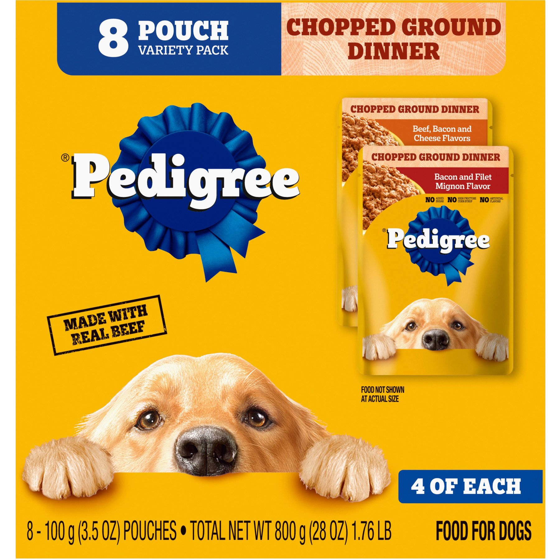 Pedigree Chopped Ground Dinner Variety Pack Featuring Bacon Adult Wet Dog Food