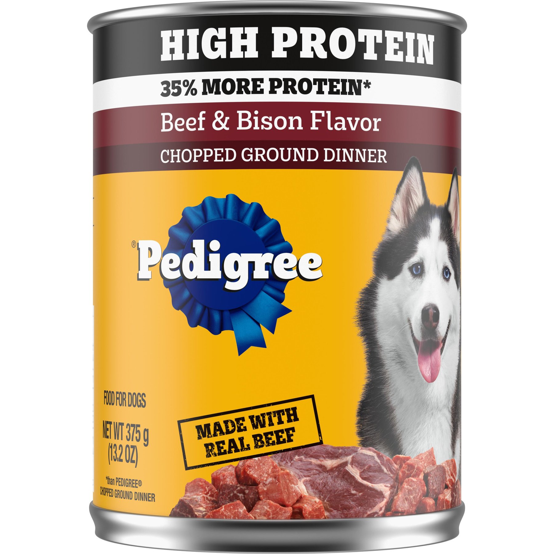 Pedigree High Protein Adult Canned Soft Wet Dog Food, Chopped Beef & Bison Flavor