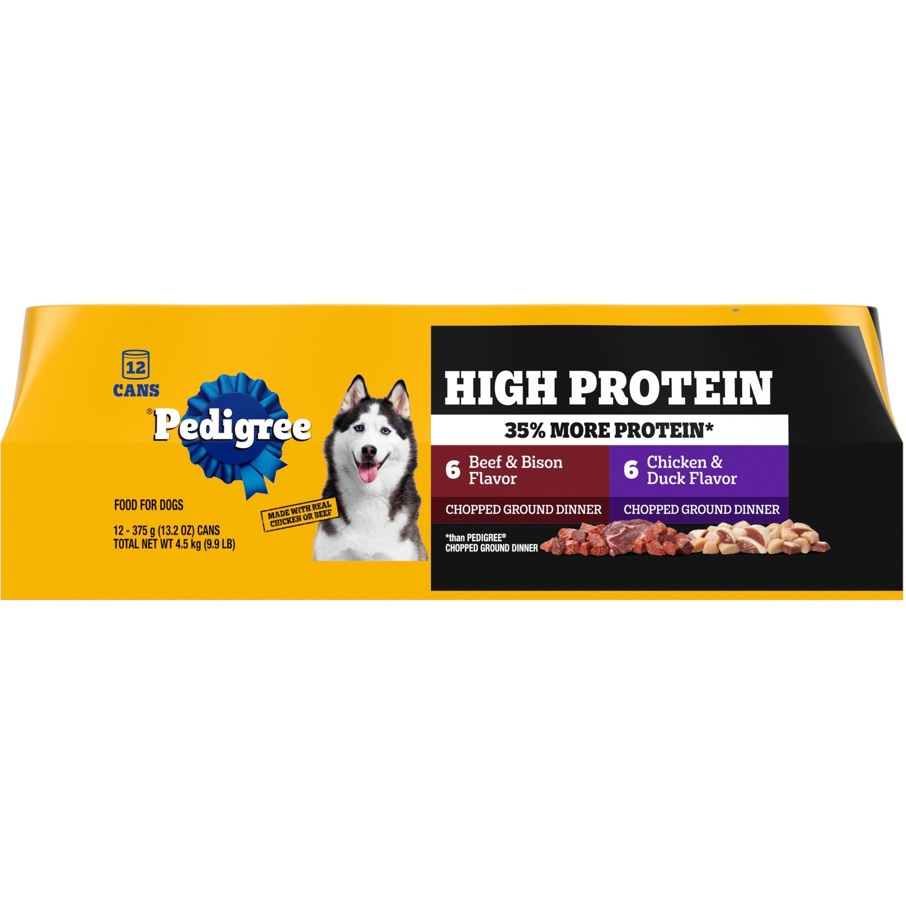 Pedigree High Protein Chopped Beef & Bison Flavor & Chopped Chicken & Duck Flavor Adult Canned Soft Wet Dog Food Variety Pack