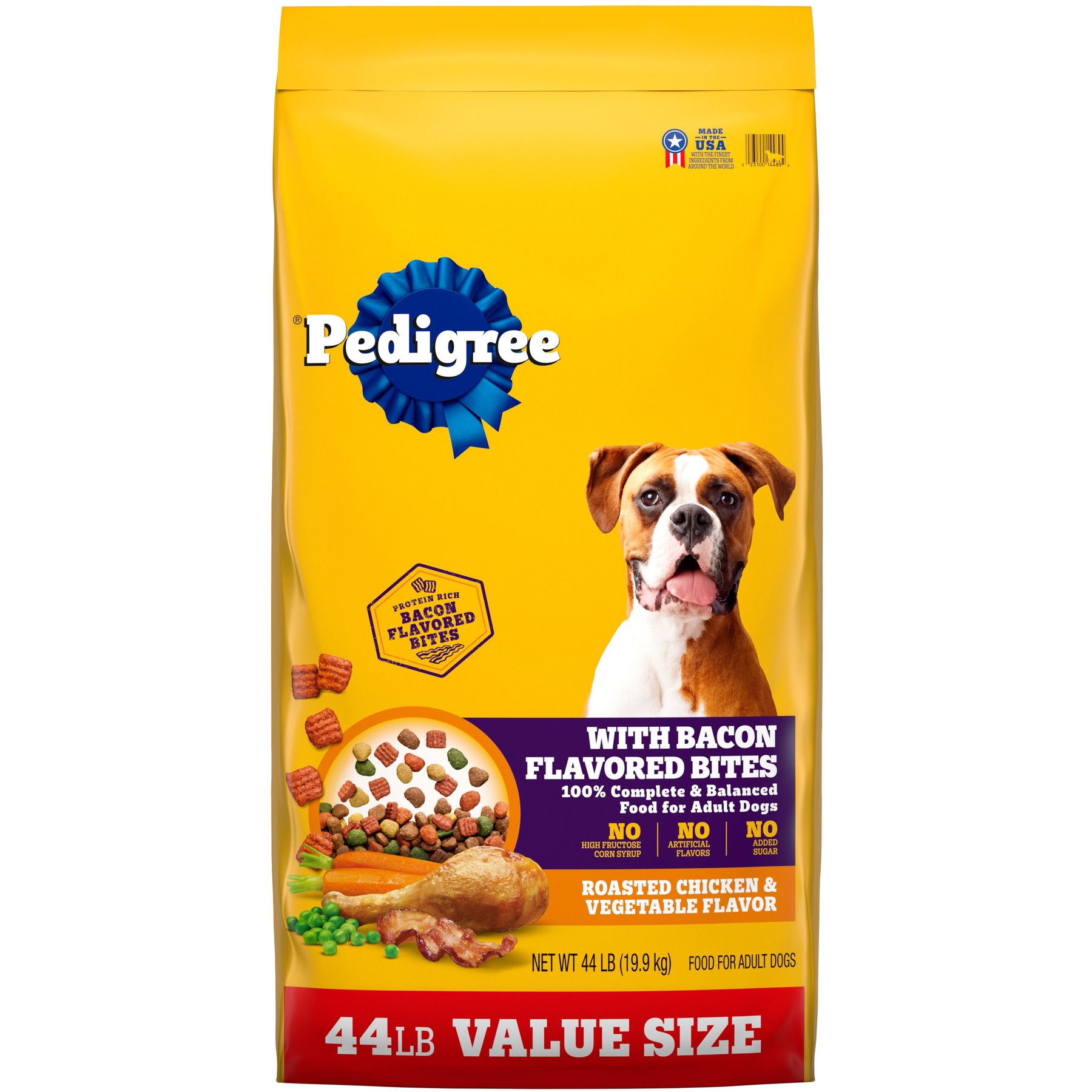 Pedigree Roasted Chicken & Vegetable Flavor with Bacon Flavored Bites Adult Dry Dog Food