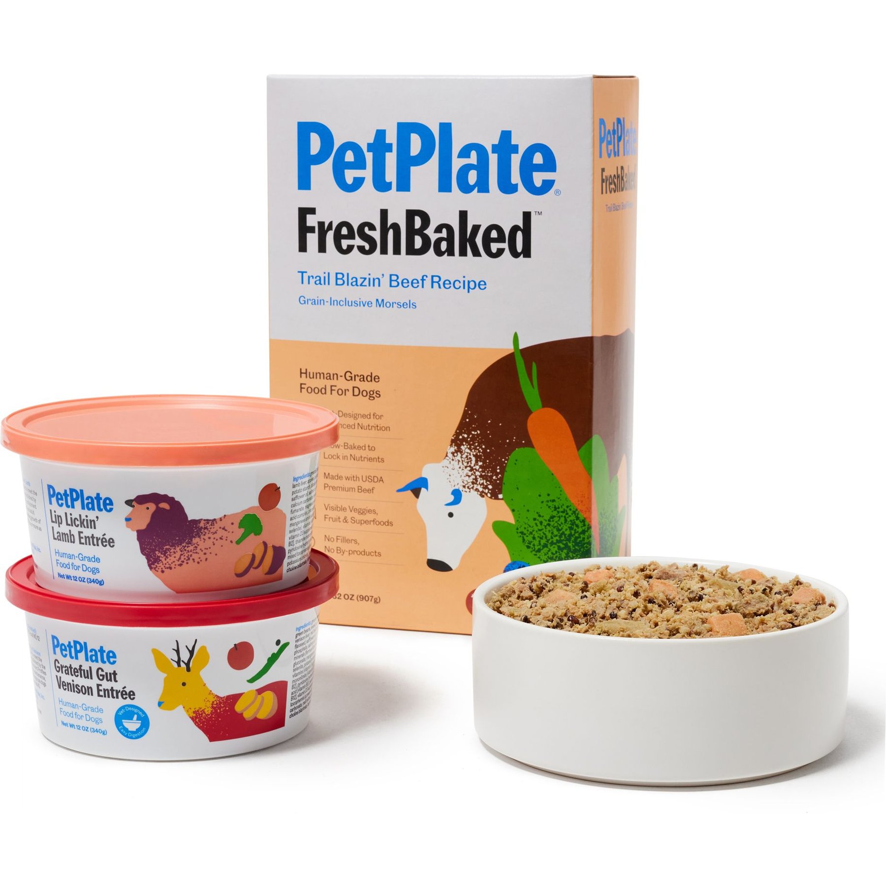 PetPlate Human Grade Lamb, Venison & Beef Variety Pack Fresh Wet & Air-Dried Baked Dry Dog Food