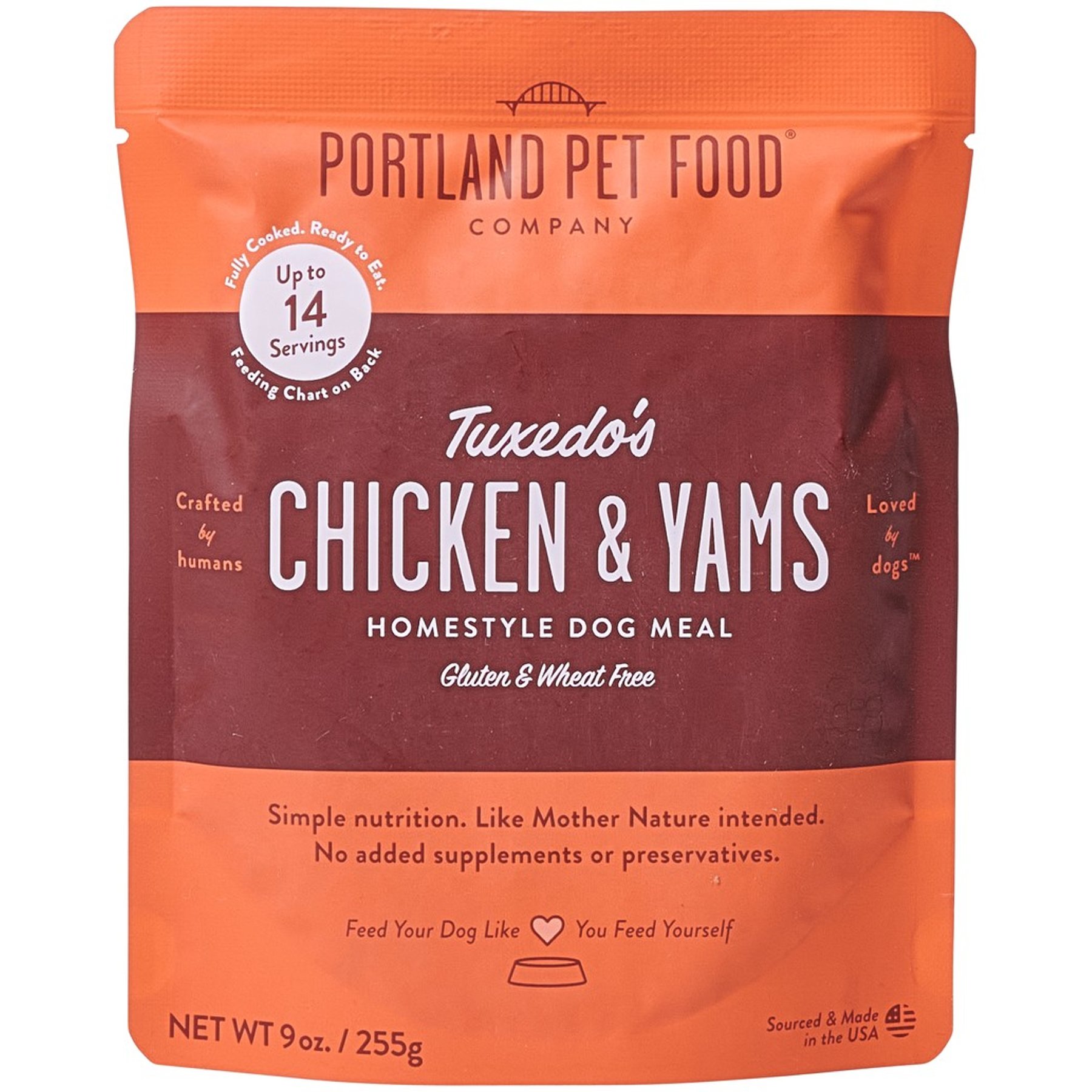 Portland Pet Food Company Tuxedo's Chicken & Yams Homestyle Wet Dog Food Topper, 9-oz pouch, case of 4
