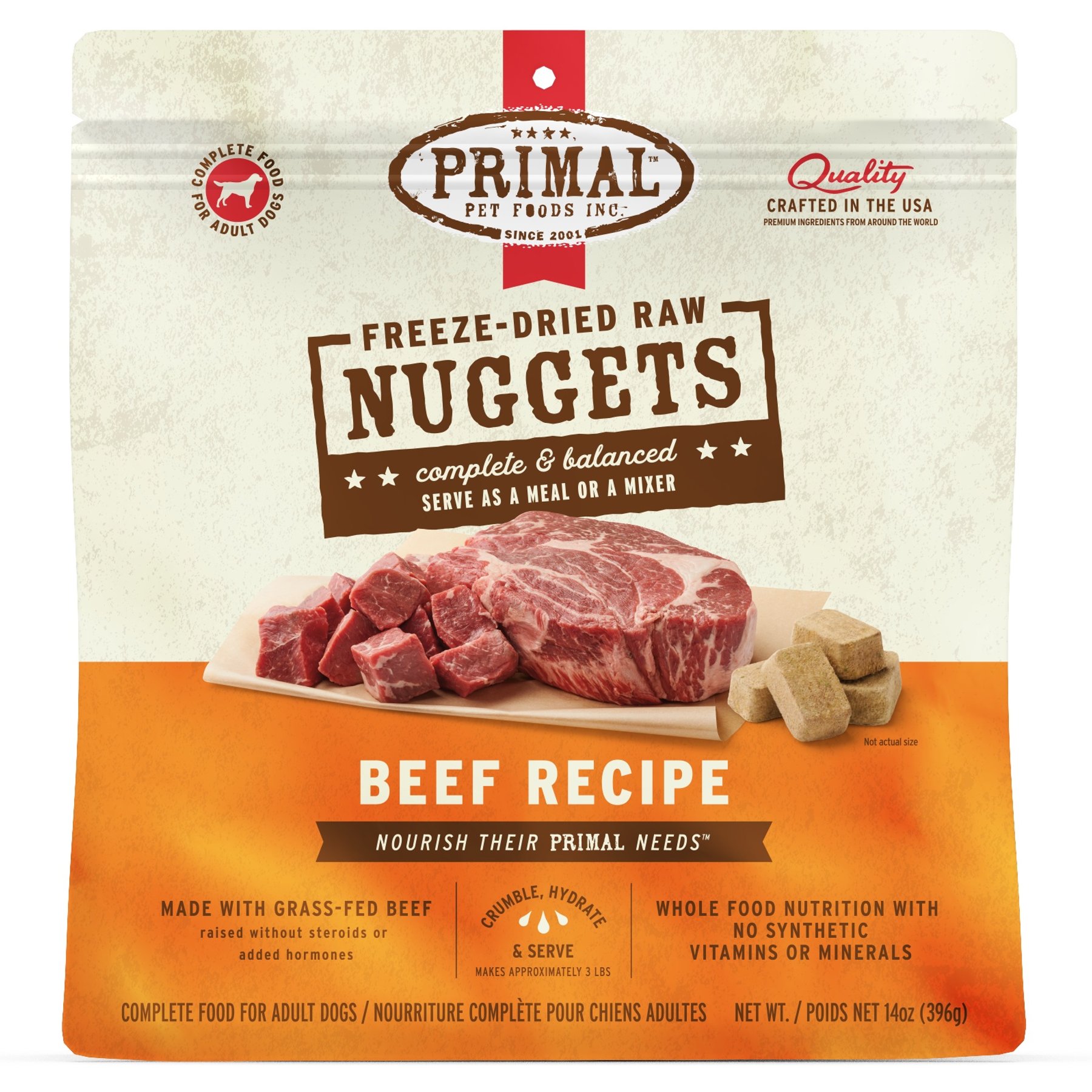 Primal Beef Formula Nuggets Grain-Free Raw Freeze-Dried Dog Food