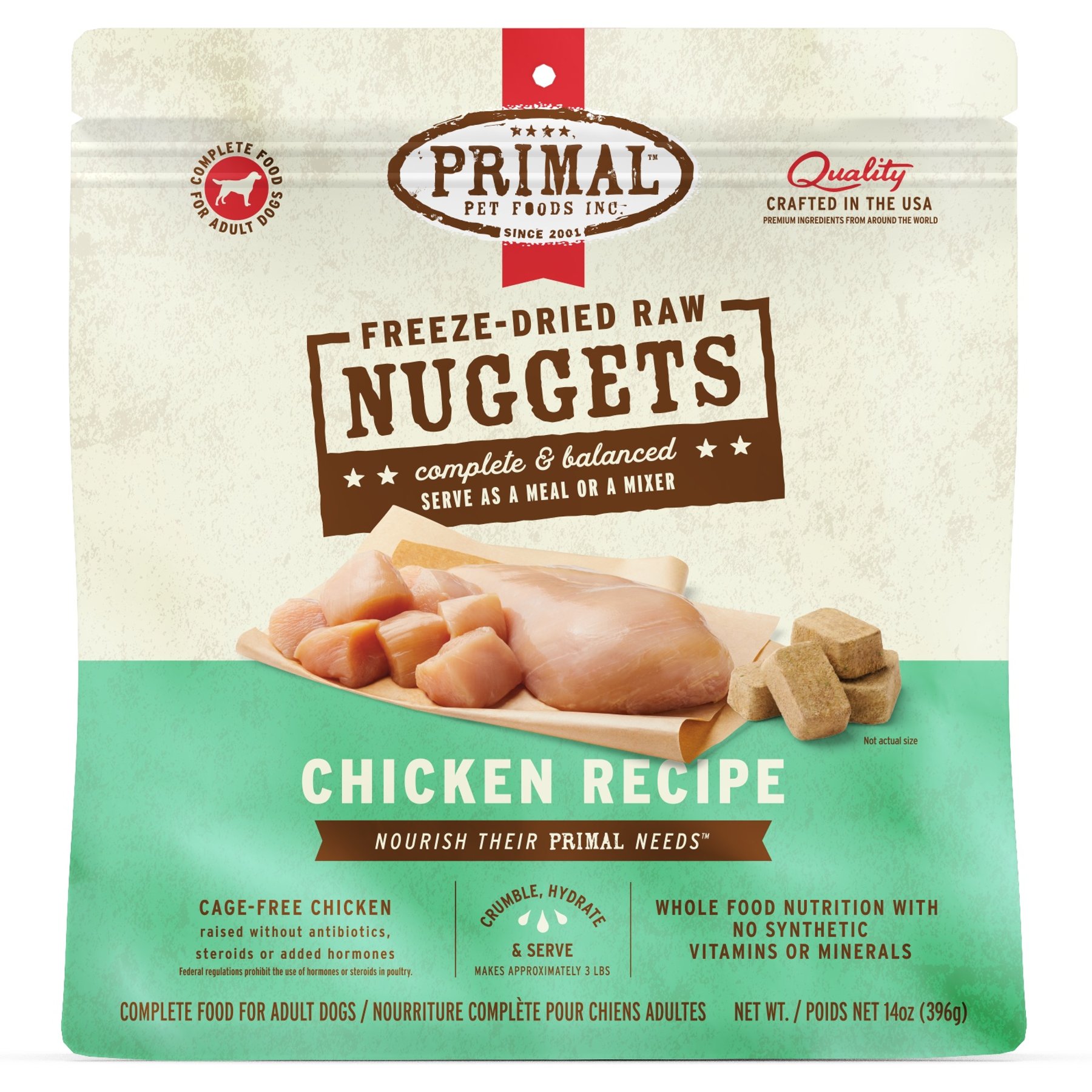 Primal Chicken Formula Nuggets Grain-Free Raw Freeze-Dried Dog Food