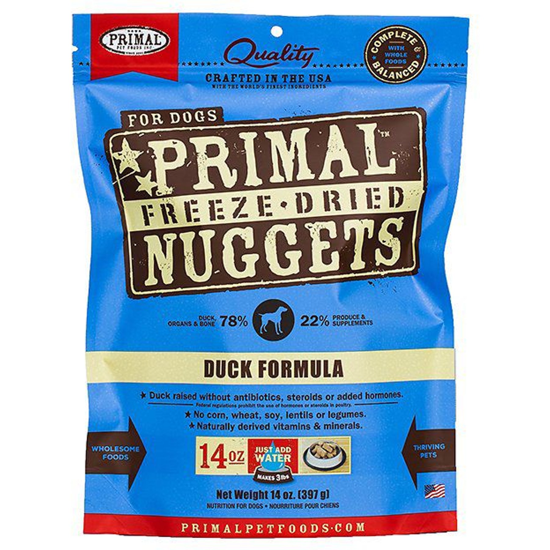 Primal Duck Formula Nuggets Grain-Free Raw Freeze-Dried Dog Food