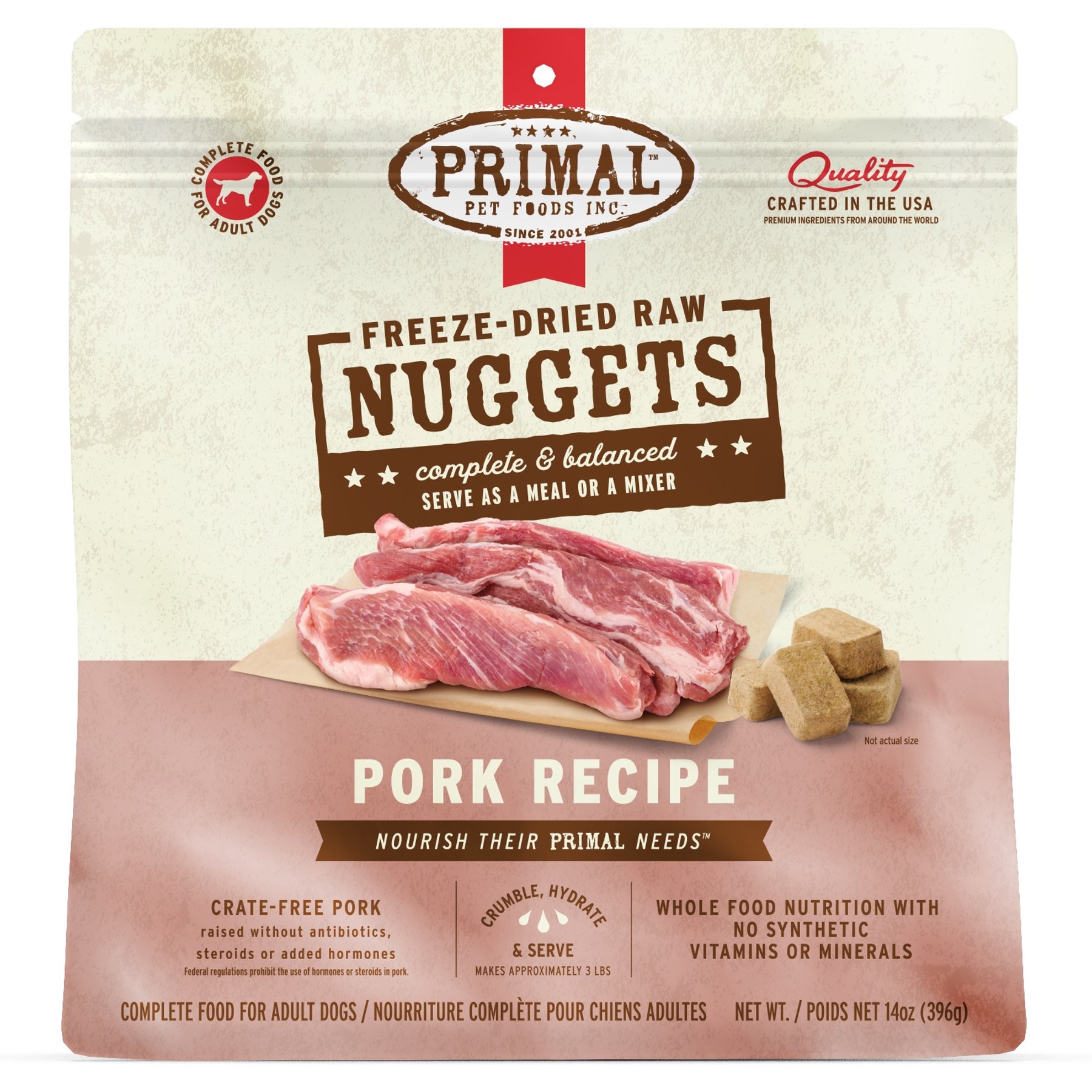 Primal Pork Formula Nuggets Grain-Free Raw Freeze-Dried Dog Food