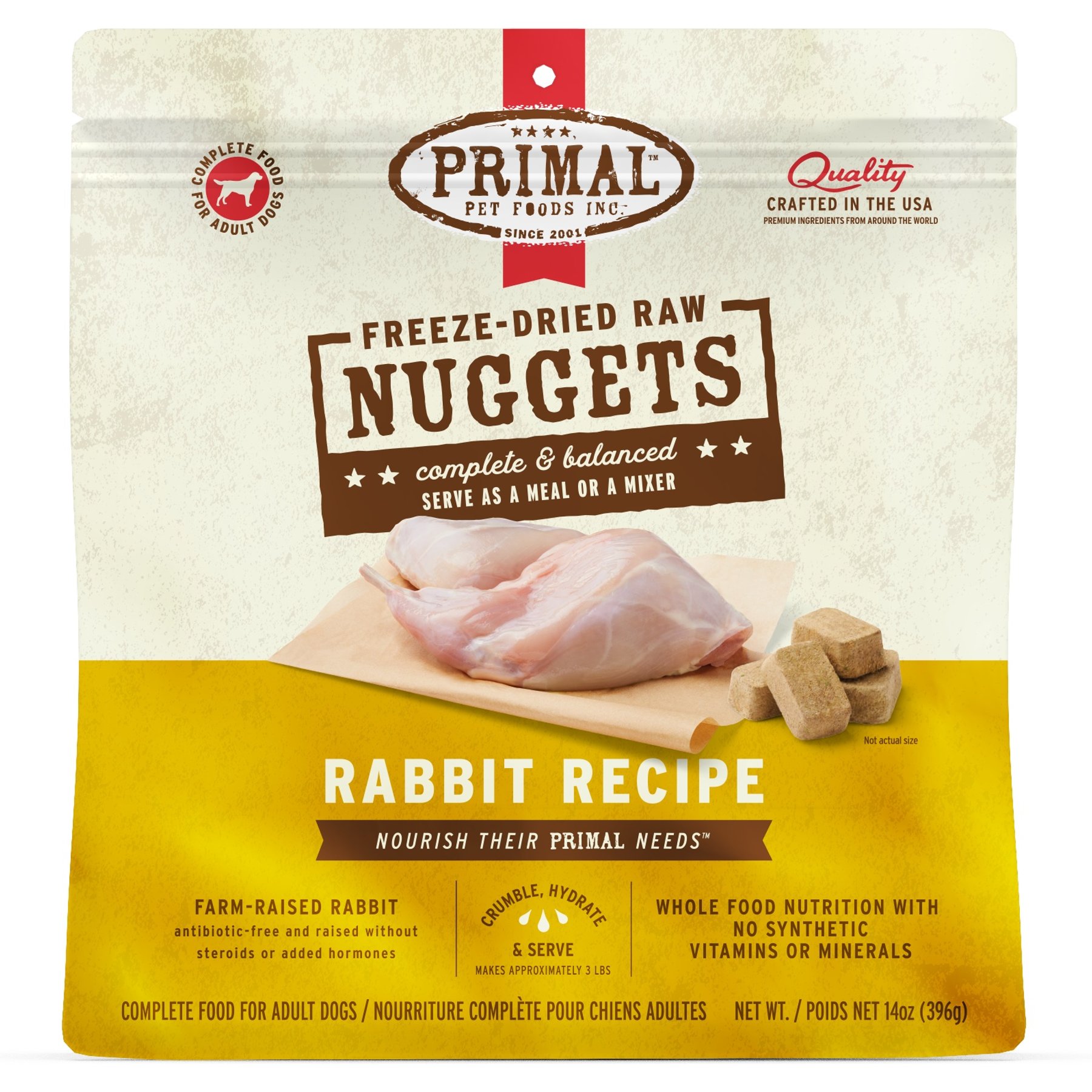 Primal Rabbit Formula Nuggets Grain-Free Raw Freeze-Dried Dog Food