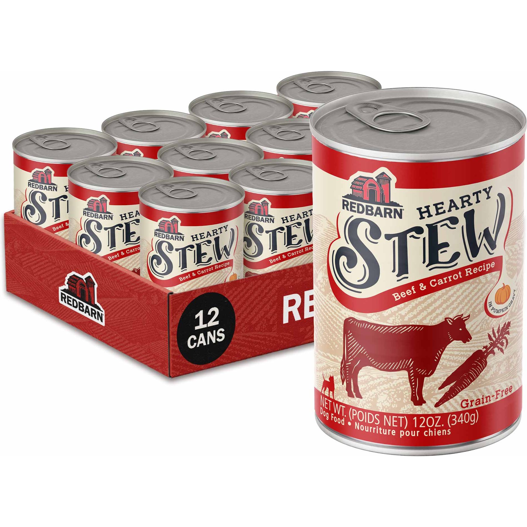 Redbarn Grain-Free Beef & Vegetable Stew Wet Dog Food, 12-oz can, case of 12