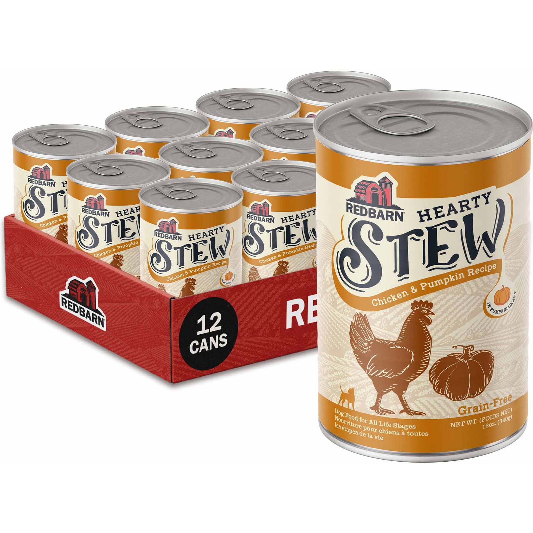 Redbarn Grain-Free Chicken & Pumpkin Stew Wet Dog Food, 12-oz can, case of 12