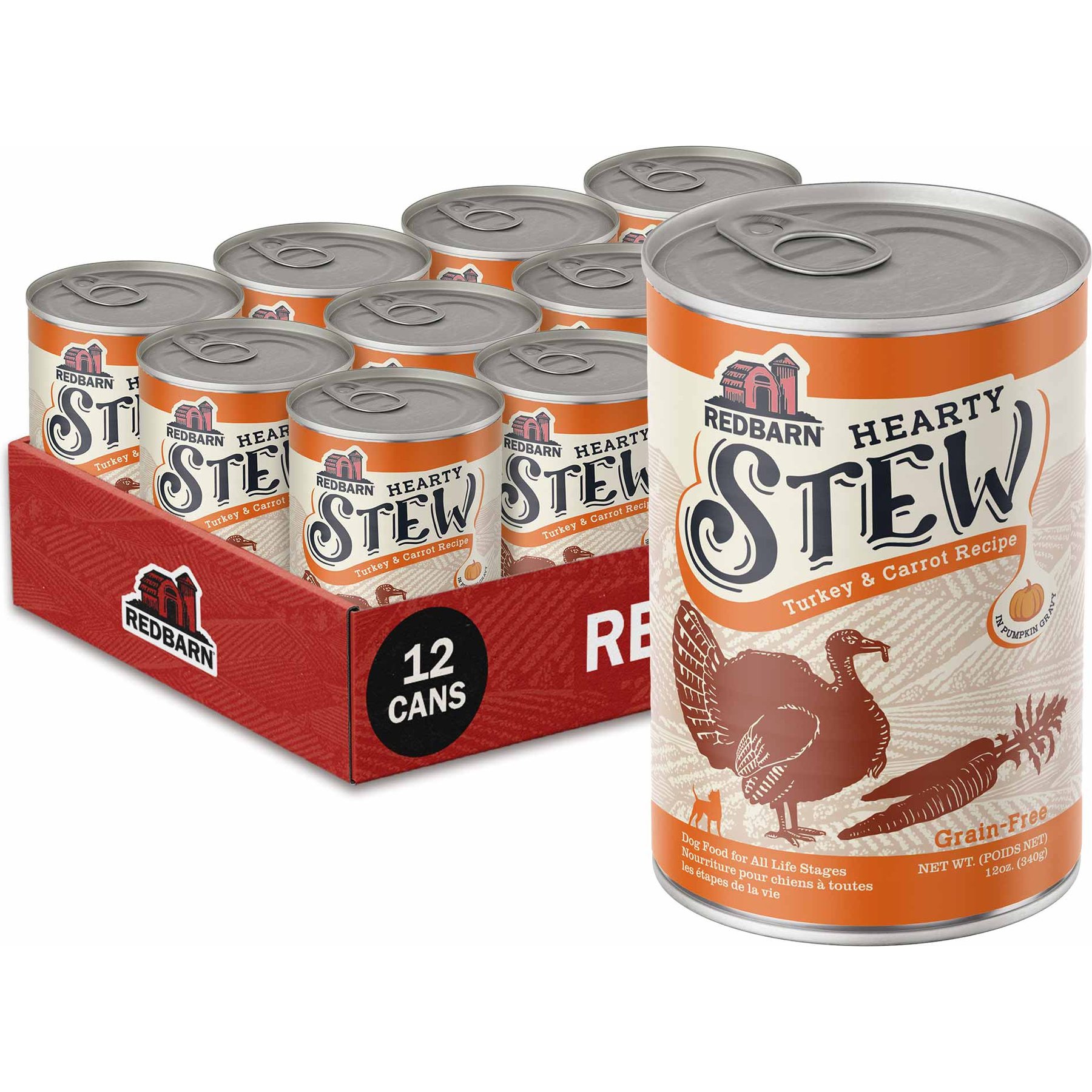 Redbarn Grain-Free Turkey & Carrot Stew Wet Dog Food, 12-oz can, case of 12