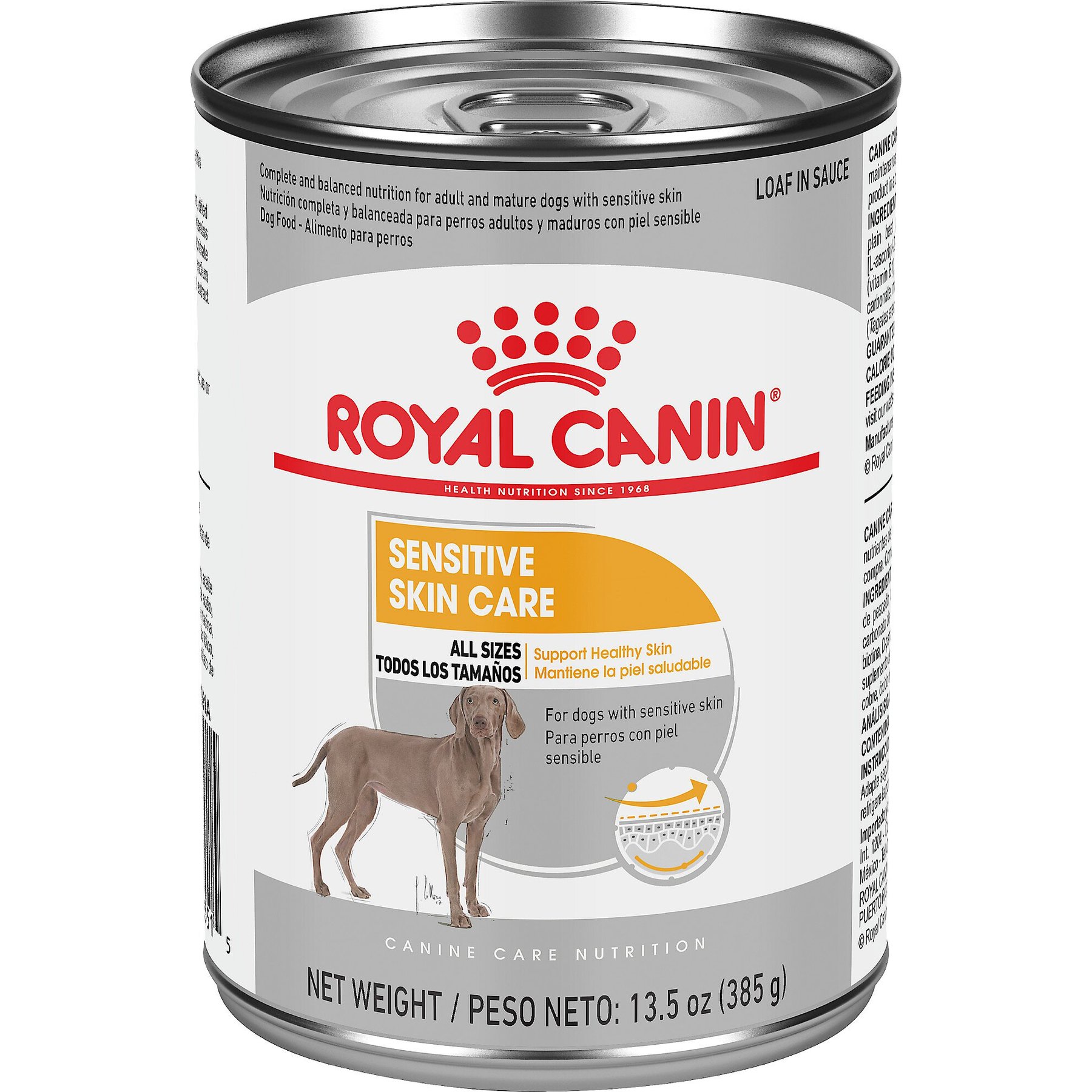 Royal Canin Canine Care Nutrition Sensitive Skin Care Loaf in Sauce Canned Dog Food, 13.5-oz, case of 12