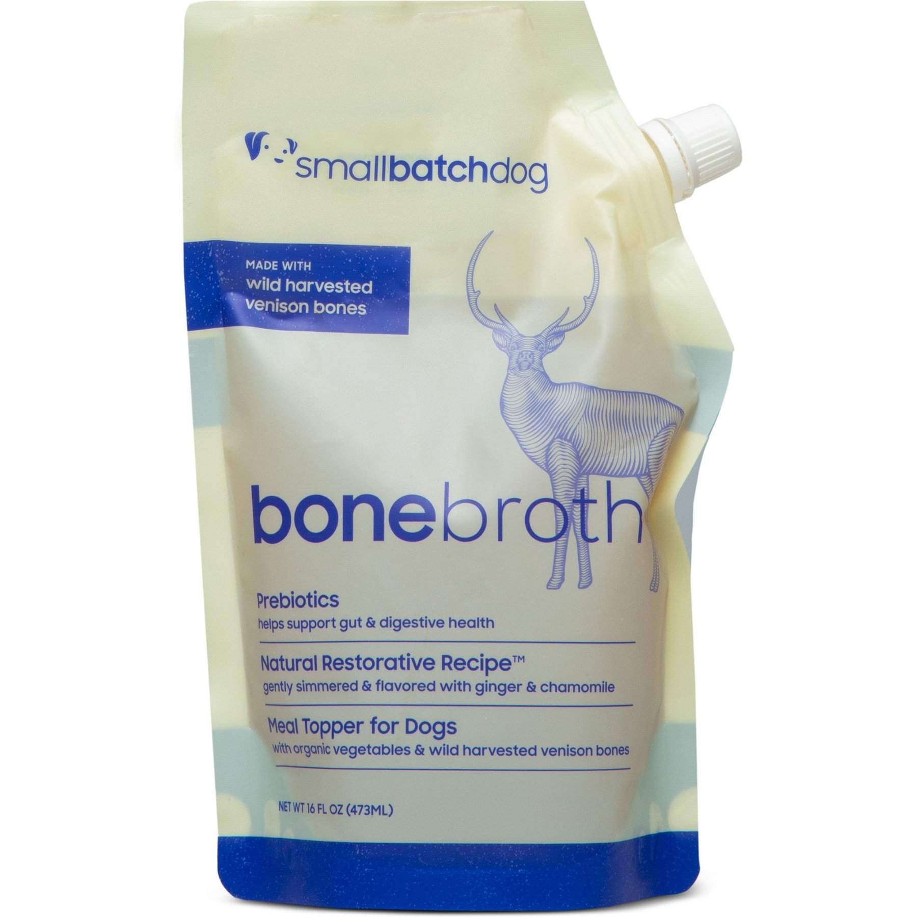 Smallbatch Pets Shelf Stable Adult Venison Bone Broth Grain-Free Liquid Wet Dog Food Topper, 16-fl oz bottle