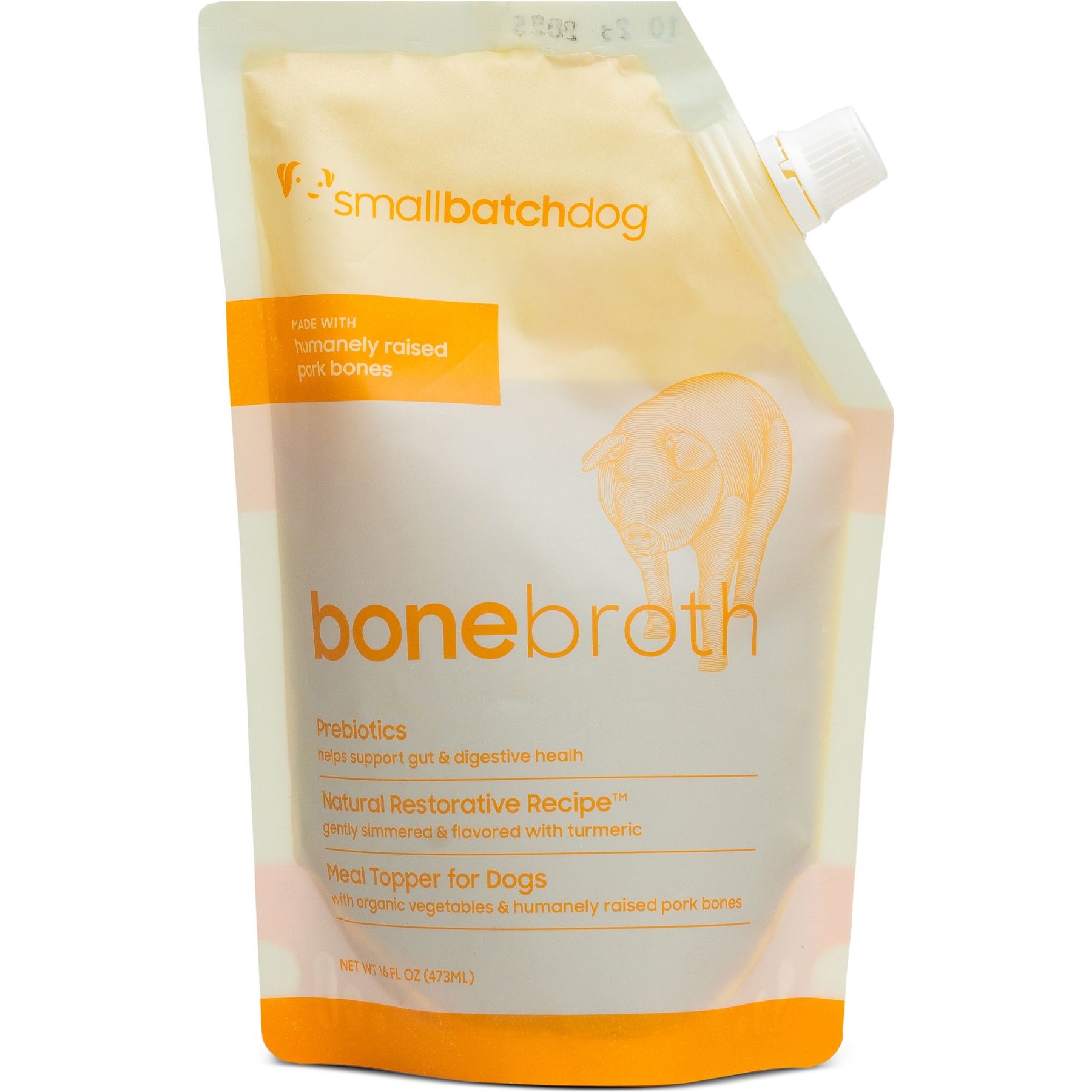 Smallbatch Pets Shelf Stable Humanely Raised Adult Pork Bone Broth Grain-Free Liquid Wet Dog Food Topper, 16-fl oz bottle