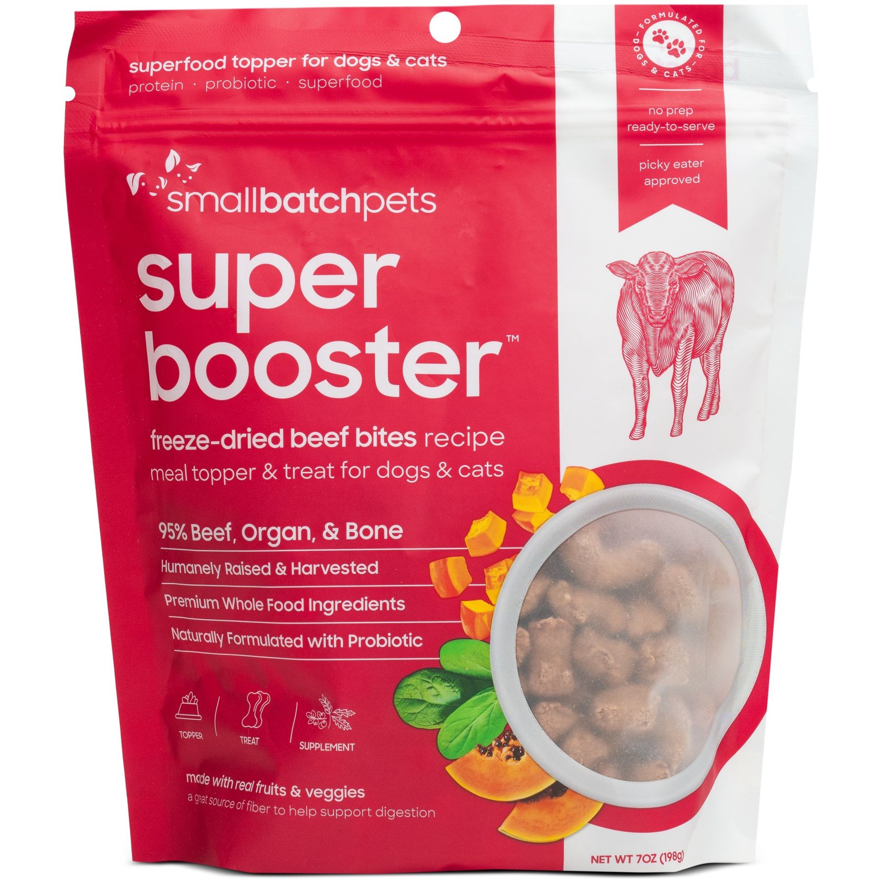 Smallbatch Pets Super Booster Beef Bites Grain-Free Adult Freeze-Dried Dog & Cat Treats