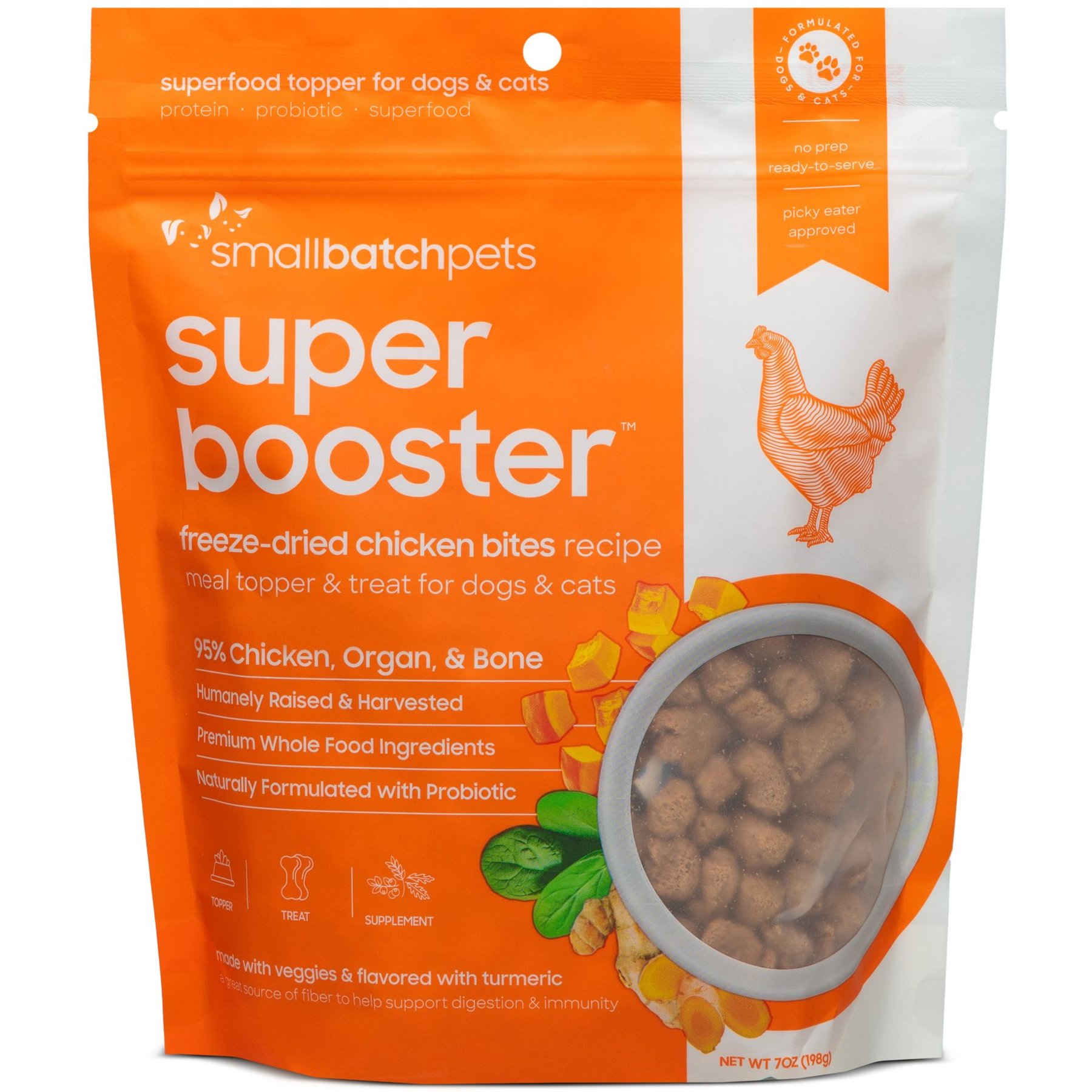Smallbatch Pets Super Booster Chicken Bites Grain-Free Adult Freeze-Dried Dog & Cat Treats