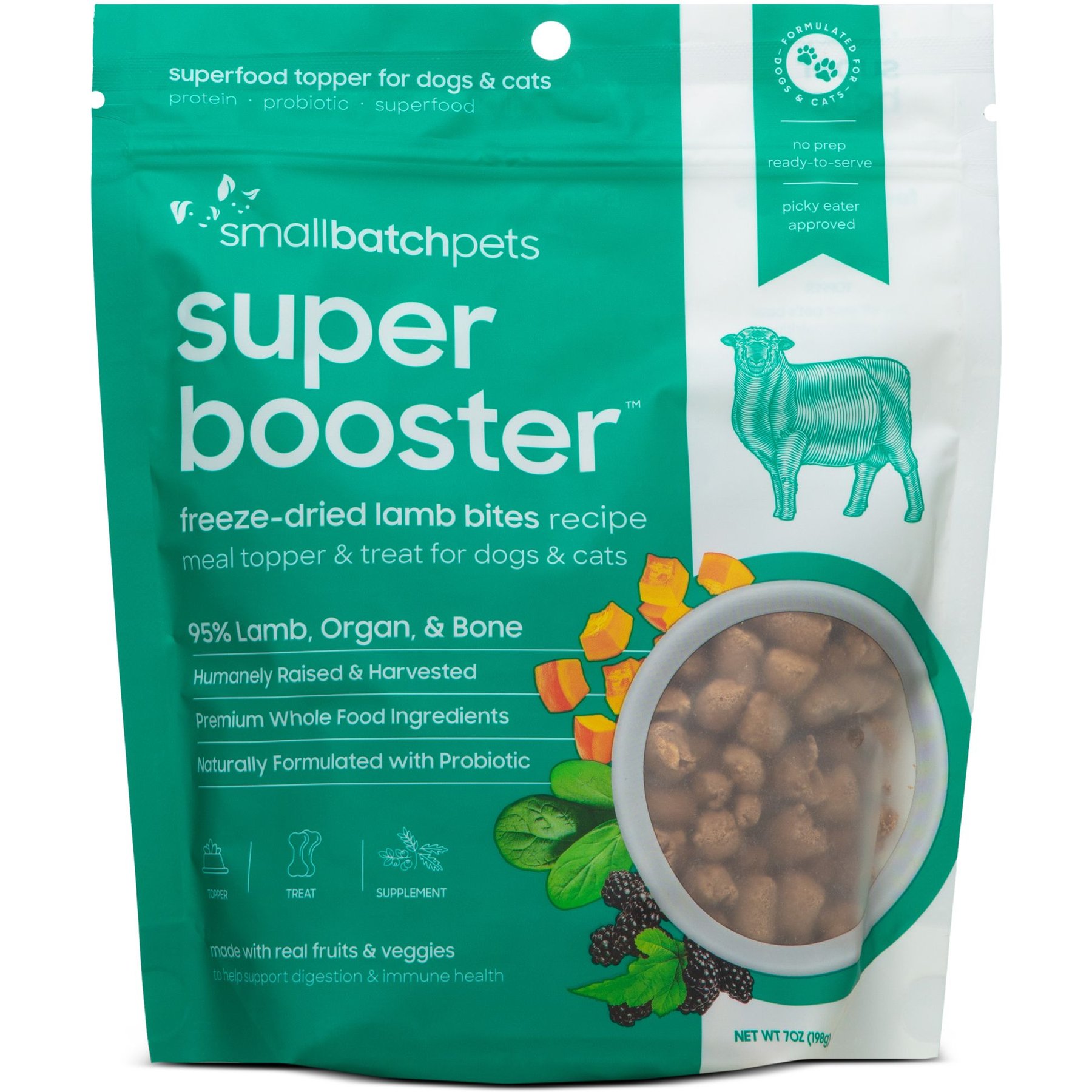 Smallbatch Pets Super Booster Lamb Bites Grain-Free Adult Freeze-Dried Dog & Cat Treats