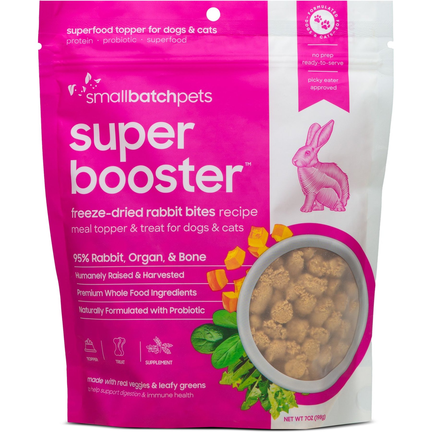 Smallbatch Pets Super Booster Rabbit Bites Grain-Free Adult Freeze-Dried Dog & Cat Treats