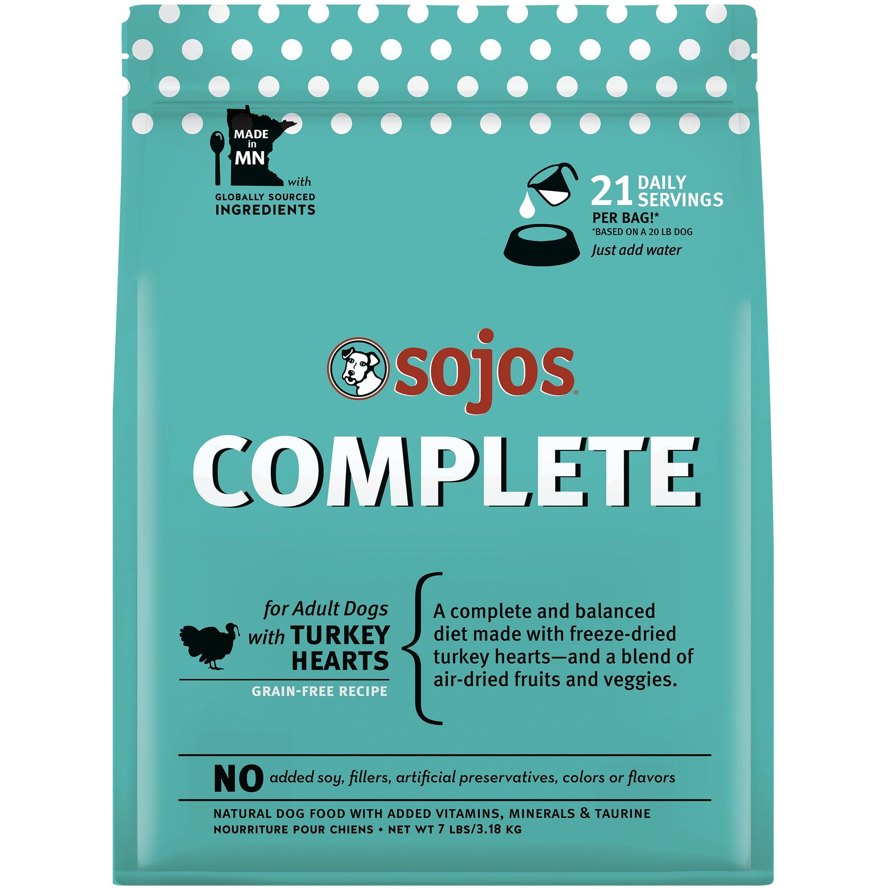 Sojos Complete Turkey Recipe Adult Grain-Free Freeze-Dried Raw Dog Food