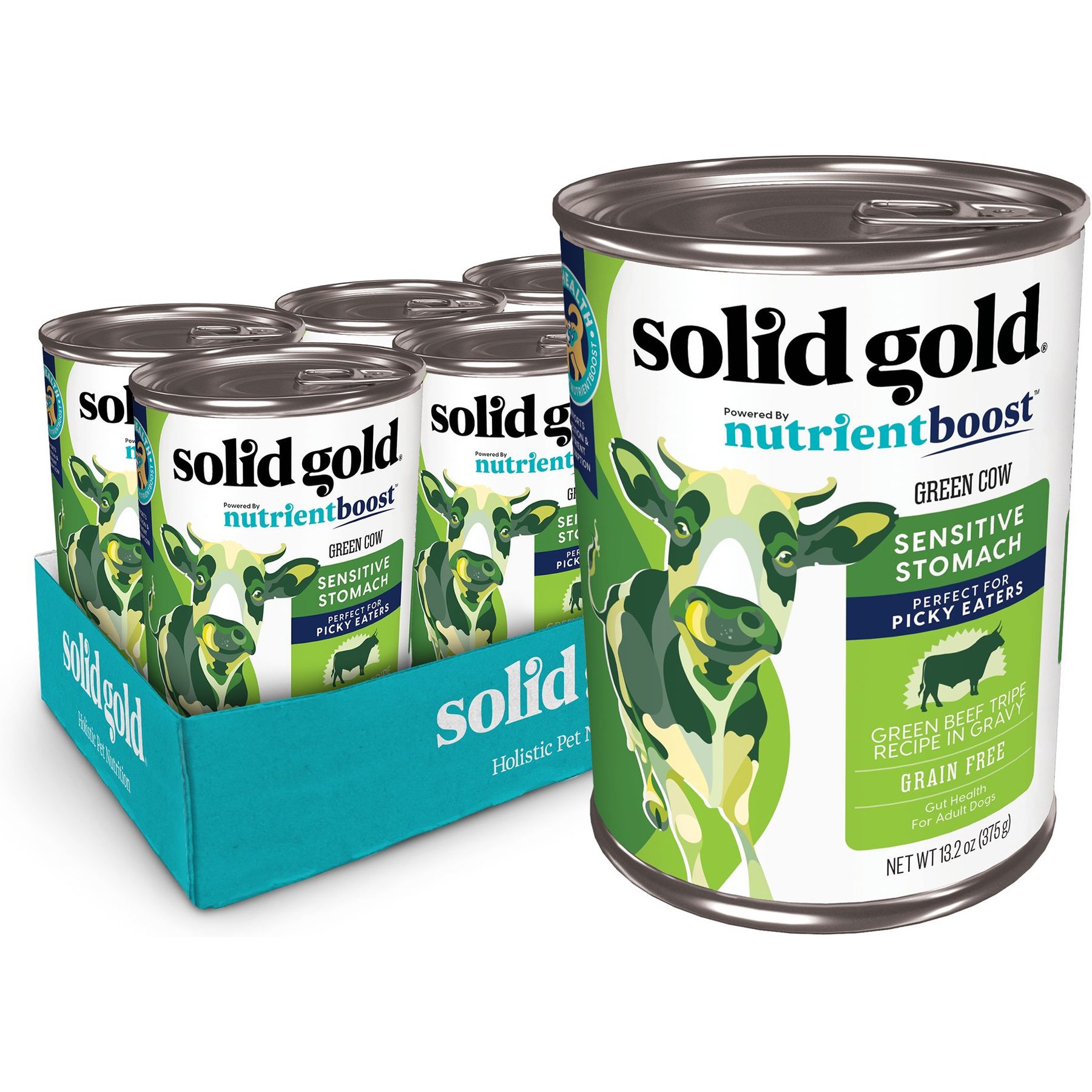 Solid Gold Green Cow Beef Tripe Loaf for Picky Eaters Grain-Free Wet Dog Food, 13.2-oz can, case of 6