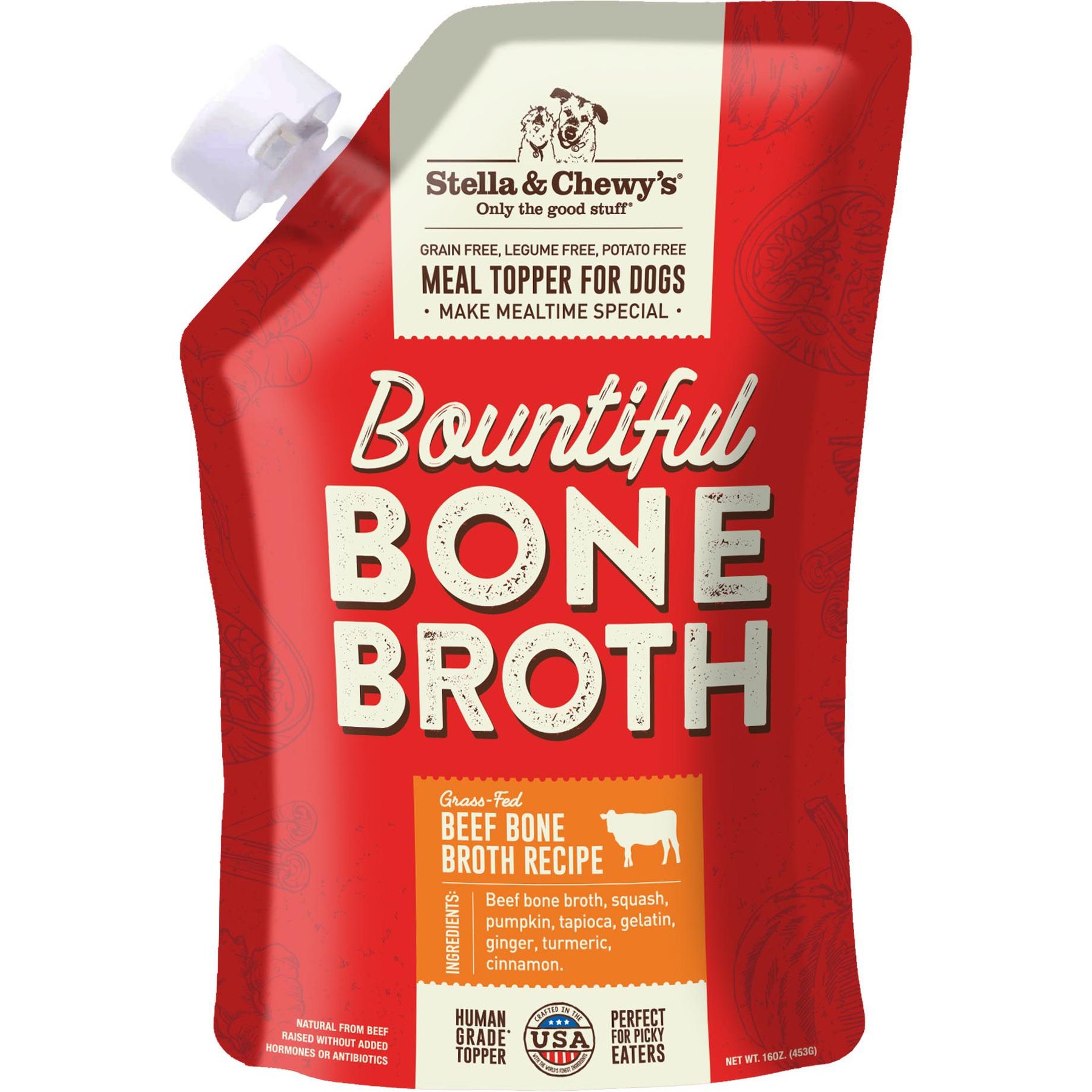 Stella & Chewy's Bountiful Bone Broth Grass-Fed Beef Recipe Meal Dog Food Topper