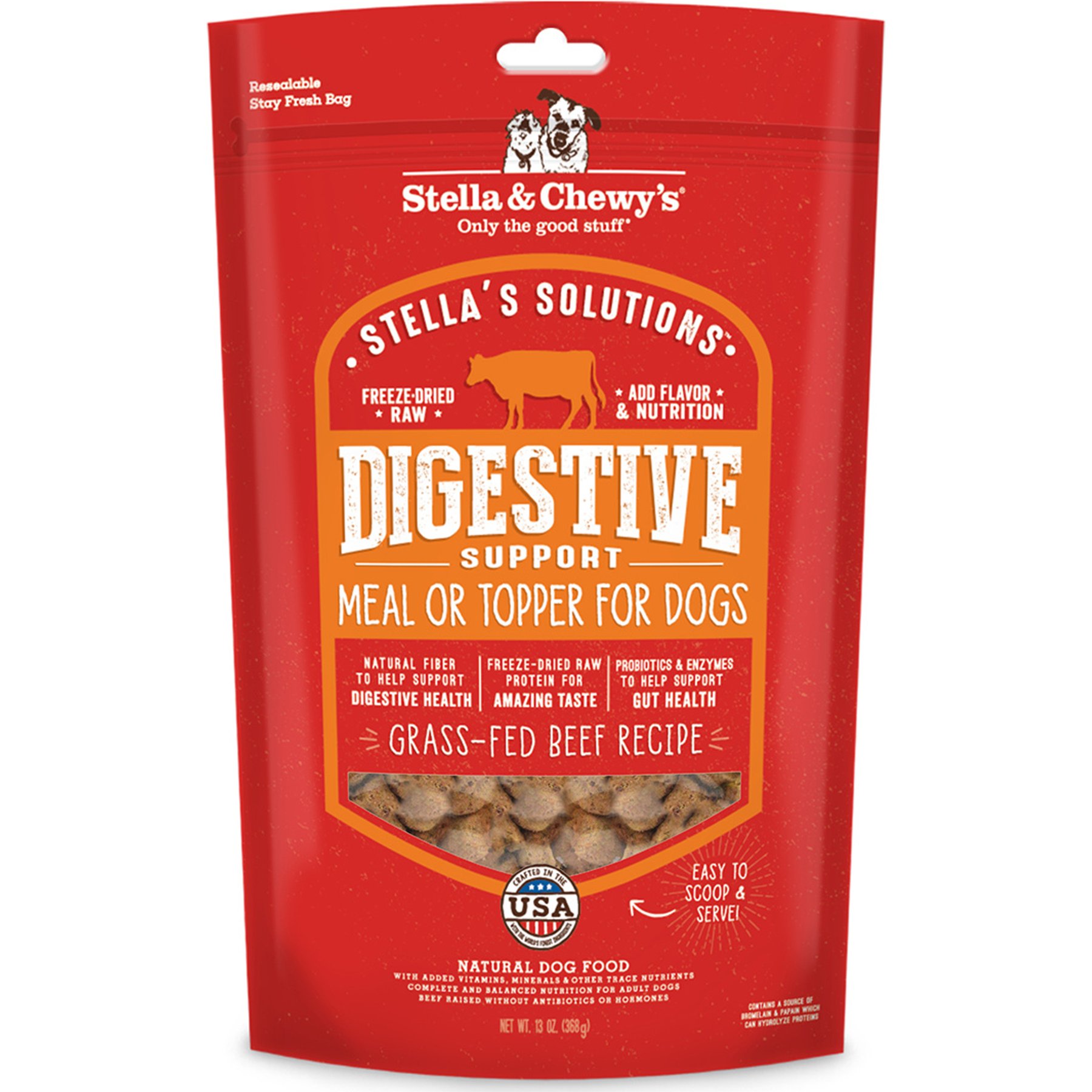Stella & Chewy's Stella's Solutions Digestive Support Freeze-Dried Raw Grass-Fed Beef Dinner Morsels Dog Food