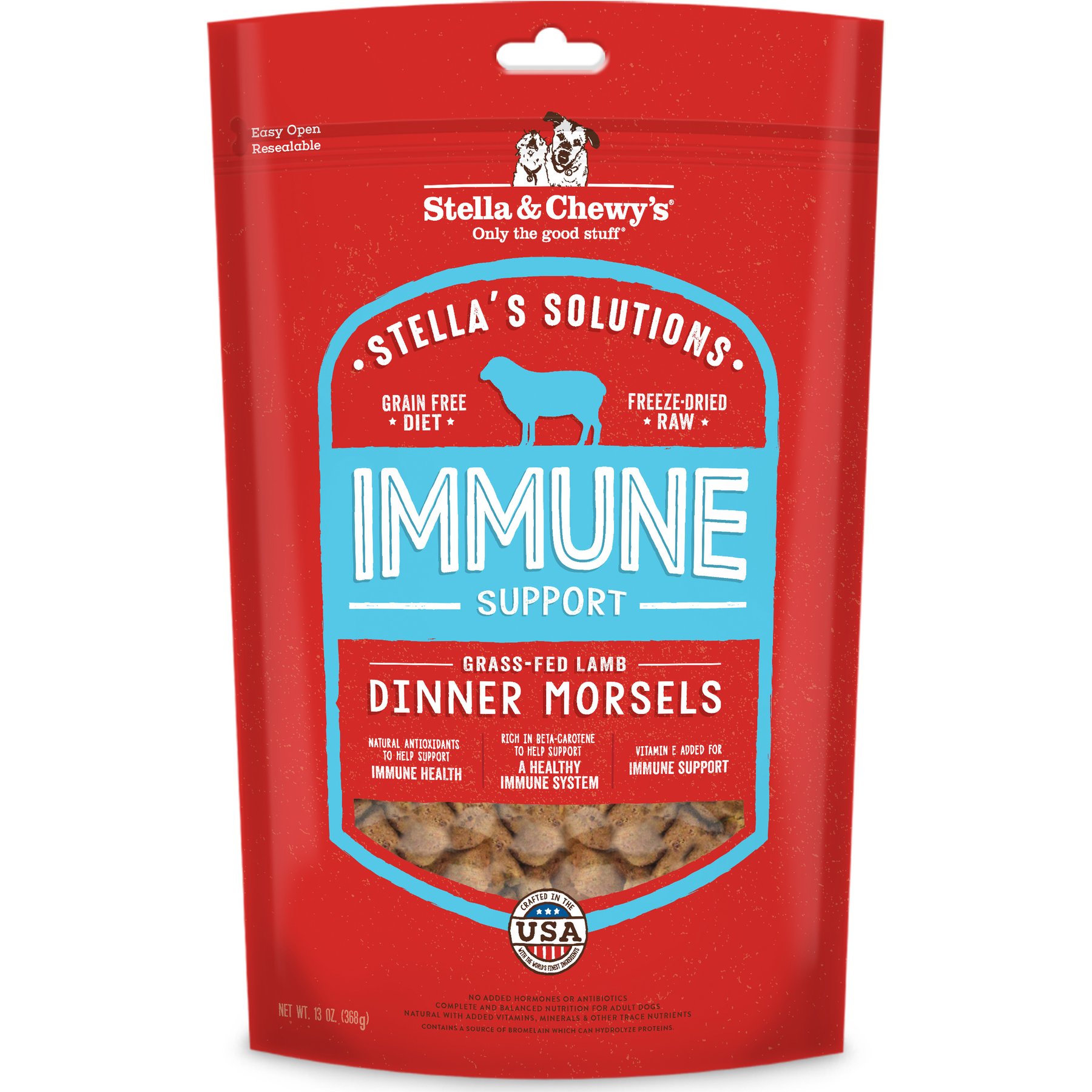 Stella & Chewy's Stella's Solutions Immune Support Freeze-Dried Raw Grass-Fed Lamb Dinner Morsels Dog Food