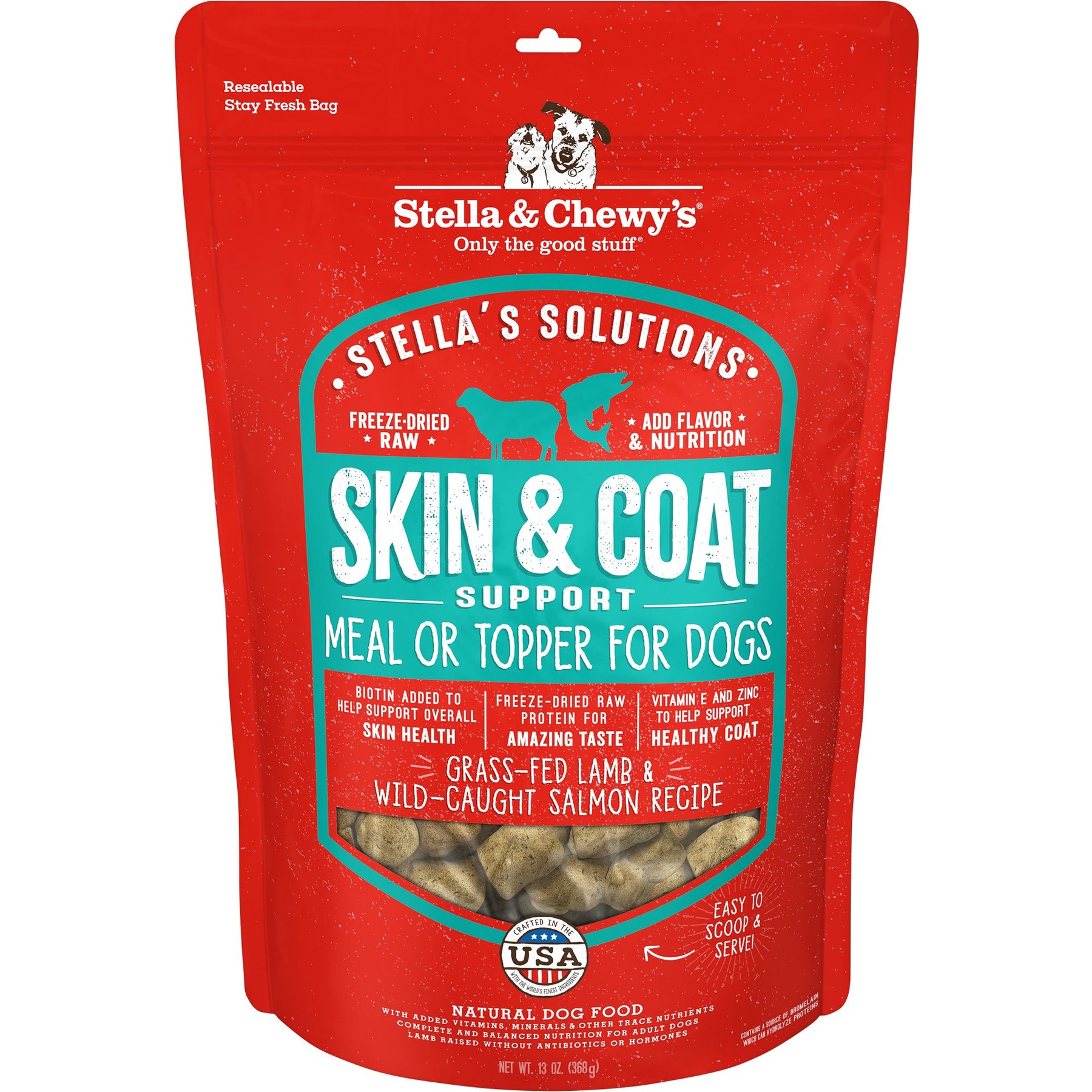 Stella & Chewy's Stella's Solutions Skin & Coat Support Freeze-Dried Raw Grass-Fed Lamb & Wild-Caught Salmon Dinner Morsels Dog Food