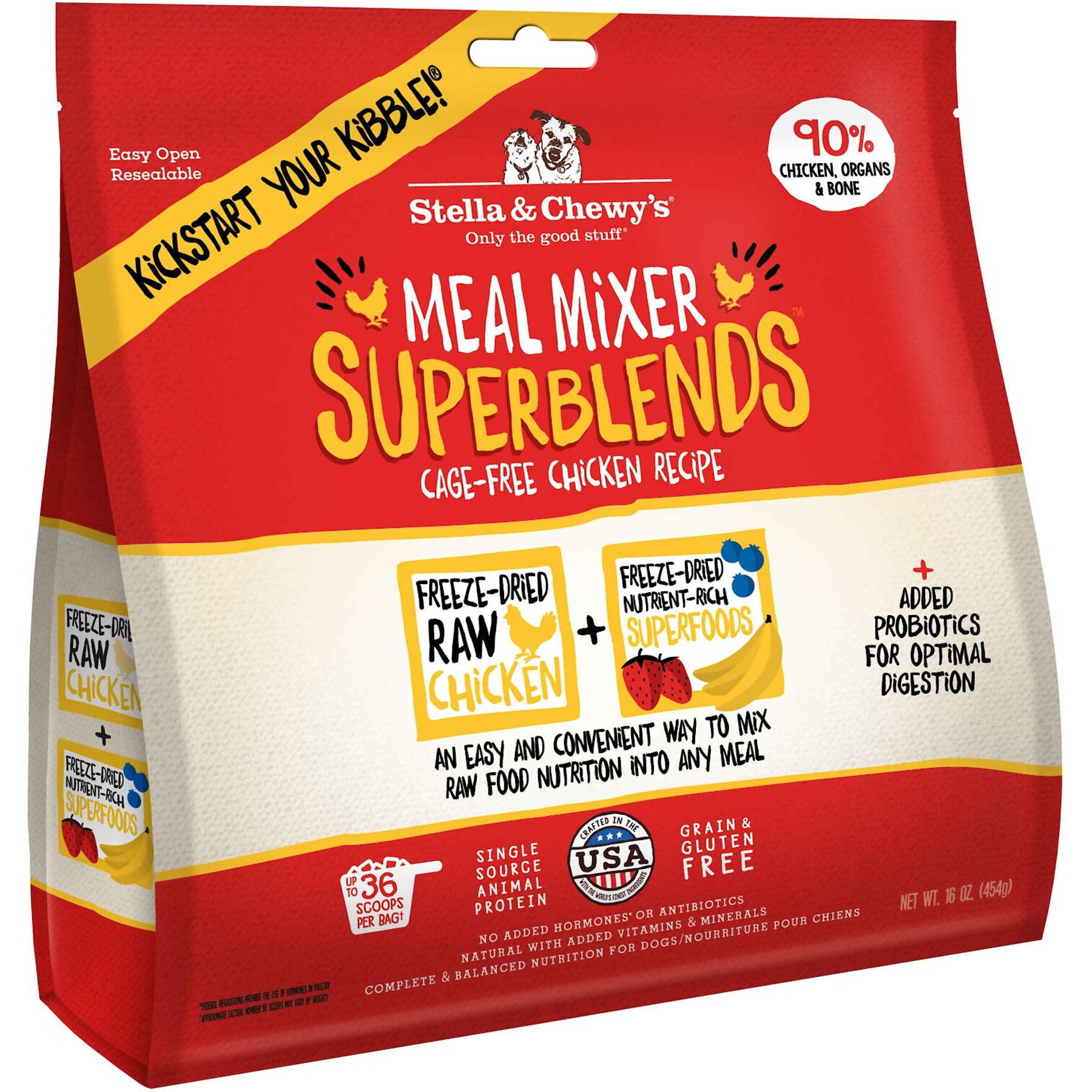 Stella & Chewy's SuperBlends Cage-Free Chicken Recipe Meal Mixers Freeze-Dried Raw Dog Food Topper