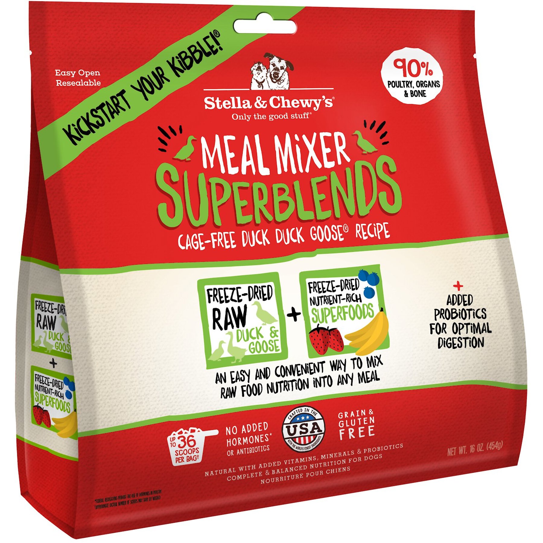 Stella & Chewy's SuperBlends Cage-Free Duck Duck Goose Recipe Meal Mixers Freeze-Dried Raw Dog Food Topper