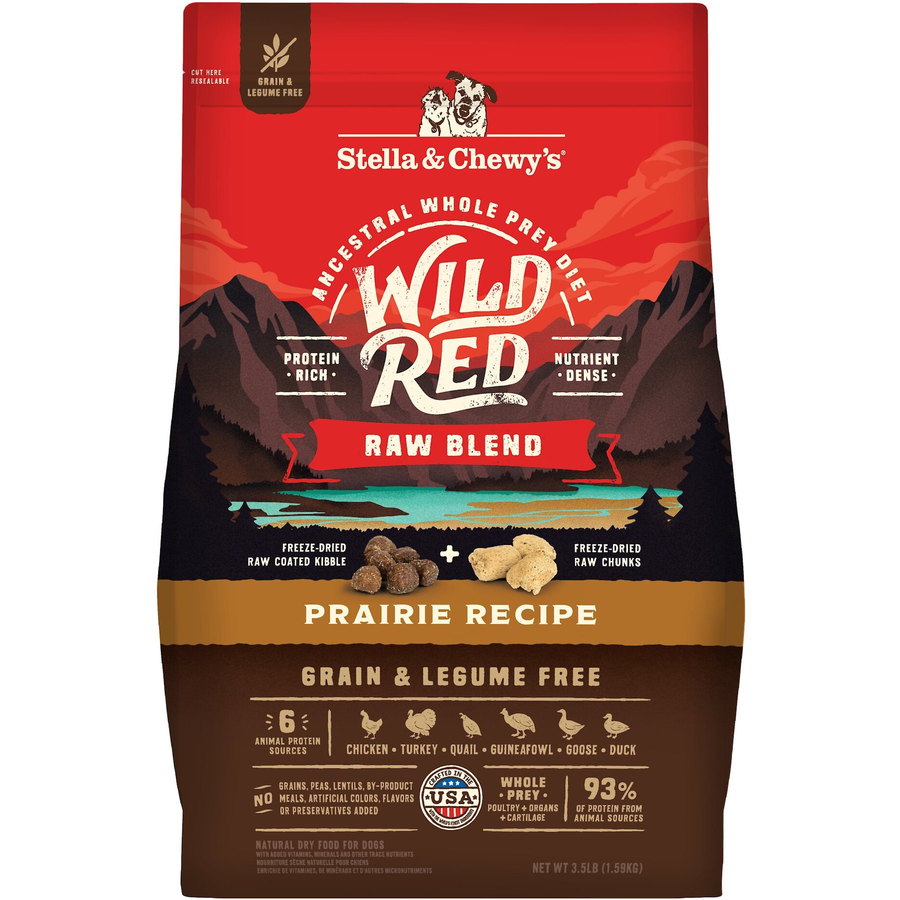 Stella & Chewy's Wild Red Raw Blend Kibble Grain-Free Prairie Recipe Dry Dog Food