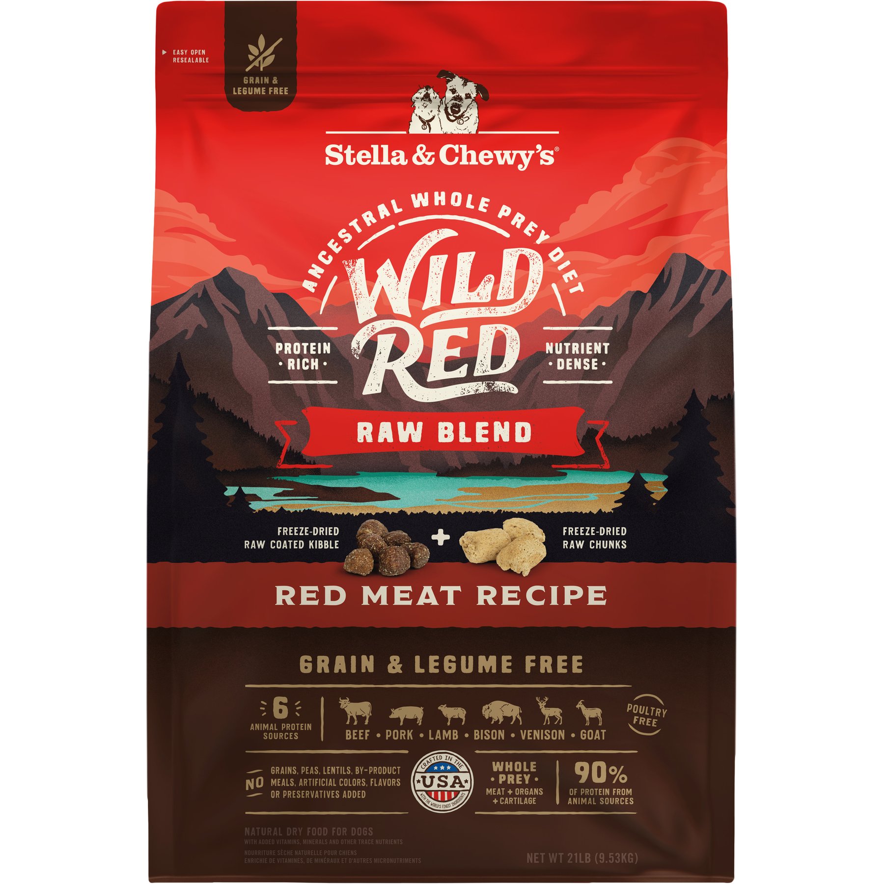 Stella & Chewy's Wild Red Raw Blend Kibble Grain-Free Red Meat Recipe Dry Dog Food