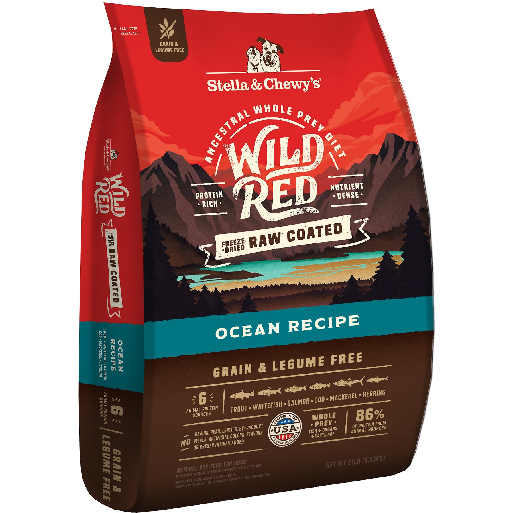 Stella & Chewy's Wild Red Raw Coated Kibble Grain-Free Ocean Recipe Dry Dog Food