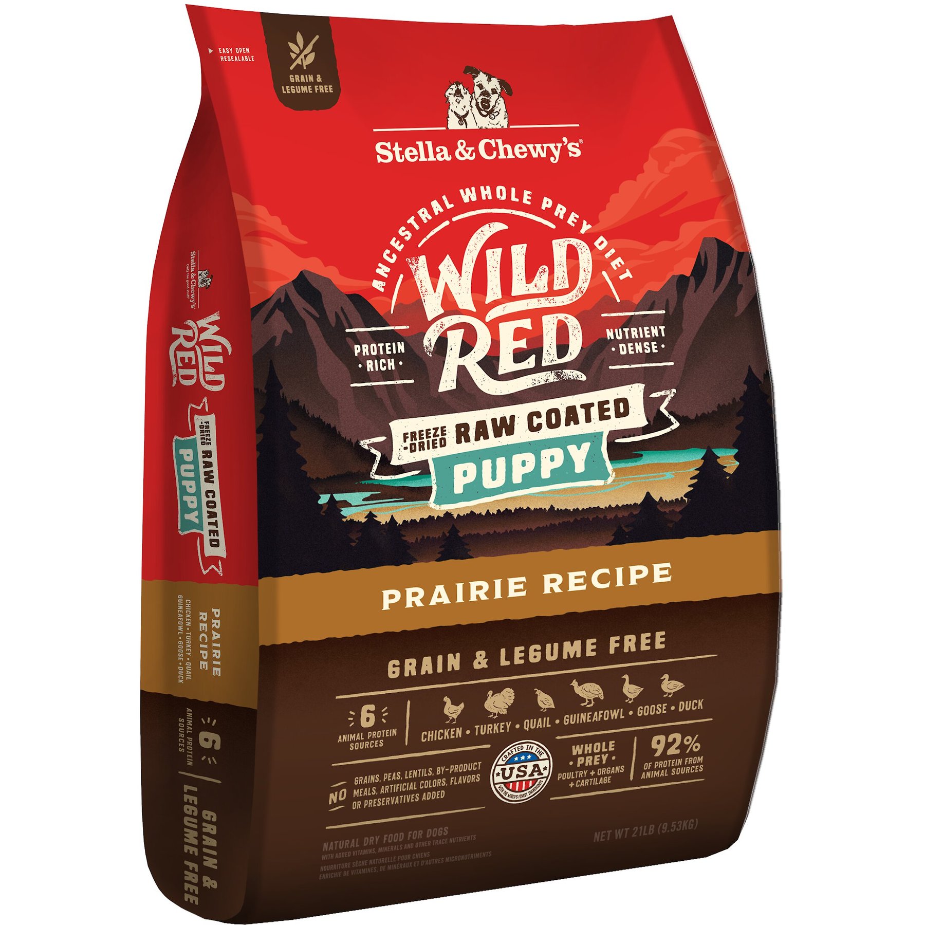 Stella & Chewy's Stella & Chewy's Wild Red Raw Coated Kibble Puppy Grain-Free Prairie Recipe Dry Dog Food dog food package